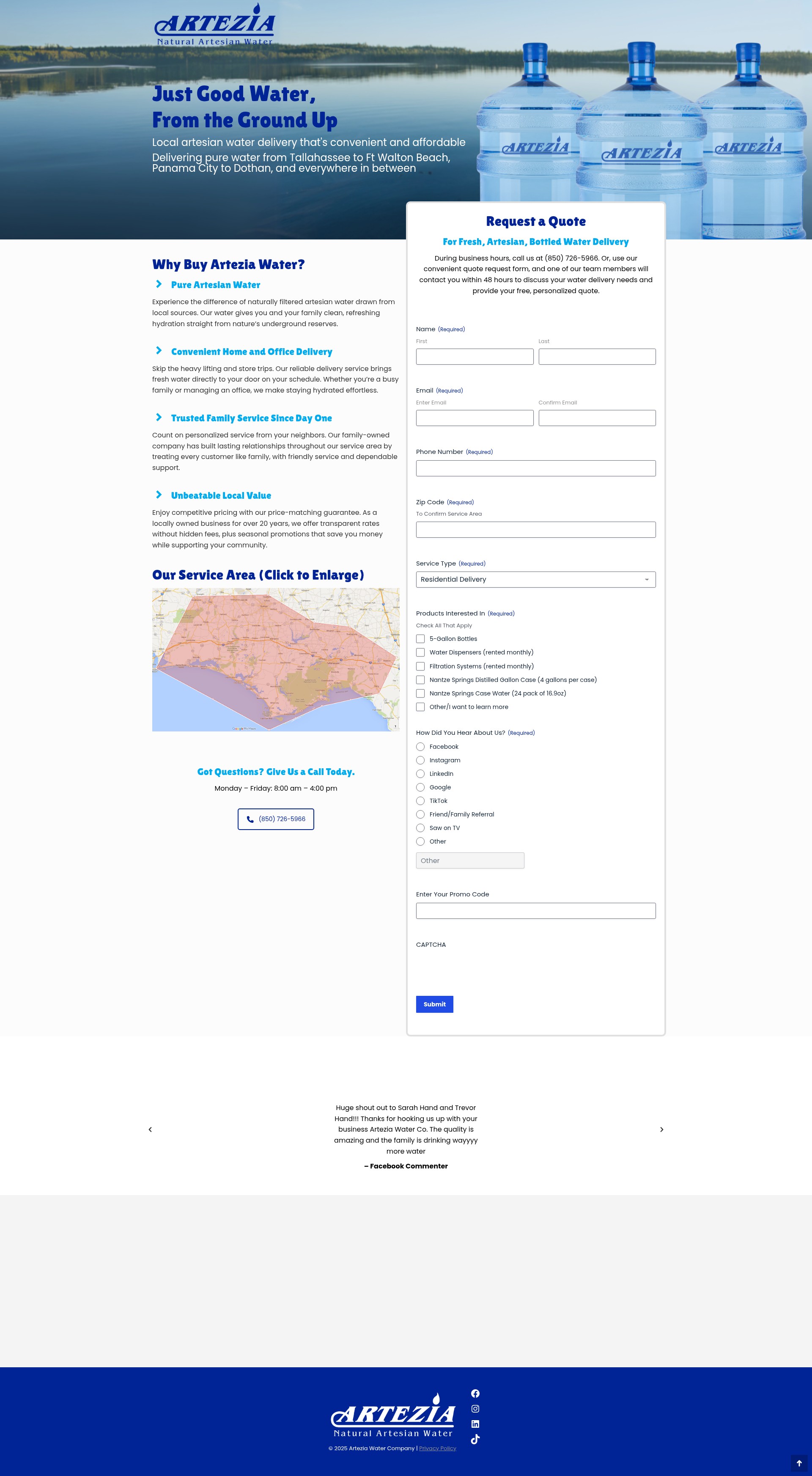 Screenshot of arteziawaterco.com