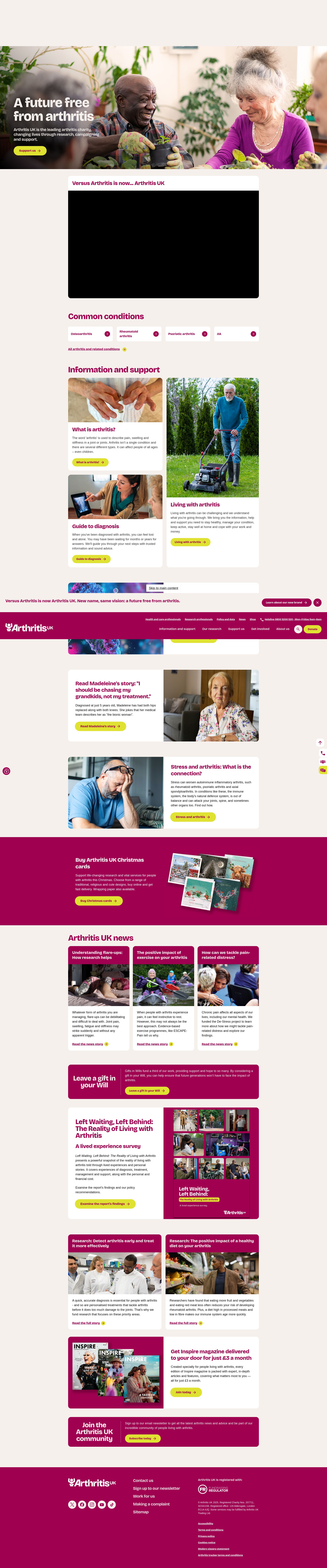 Screenshot of arthritis-uk.org