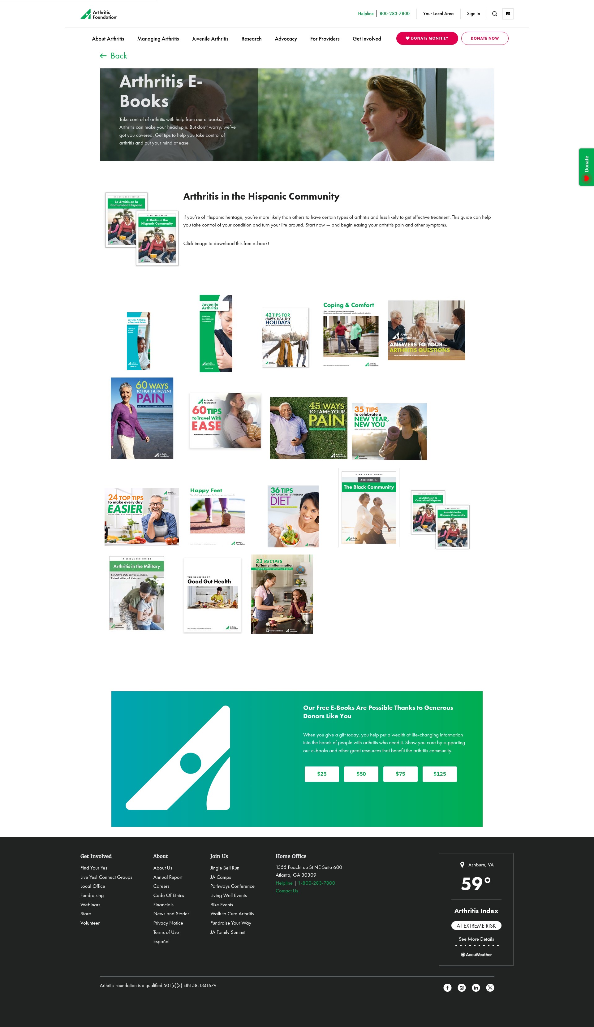Screenshot of arthritis.org