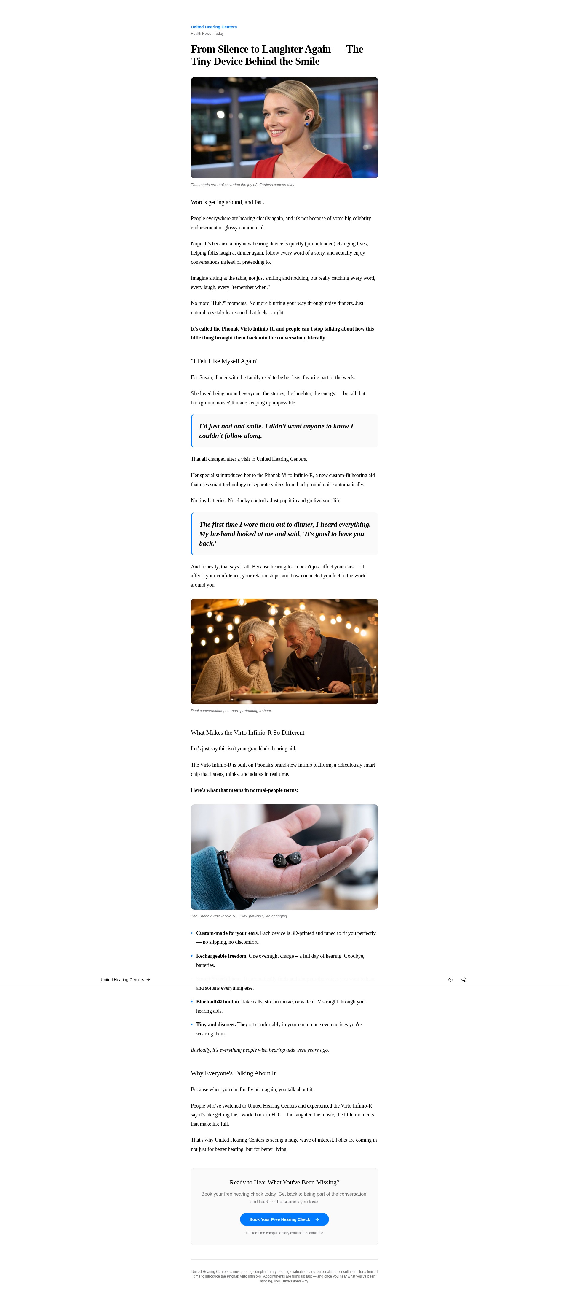 Screenshot of article.unitedhearing.com