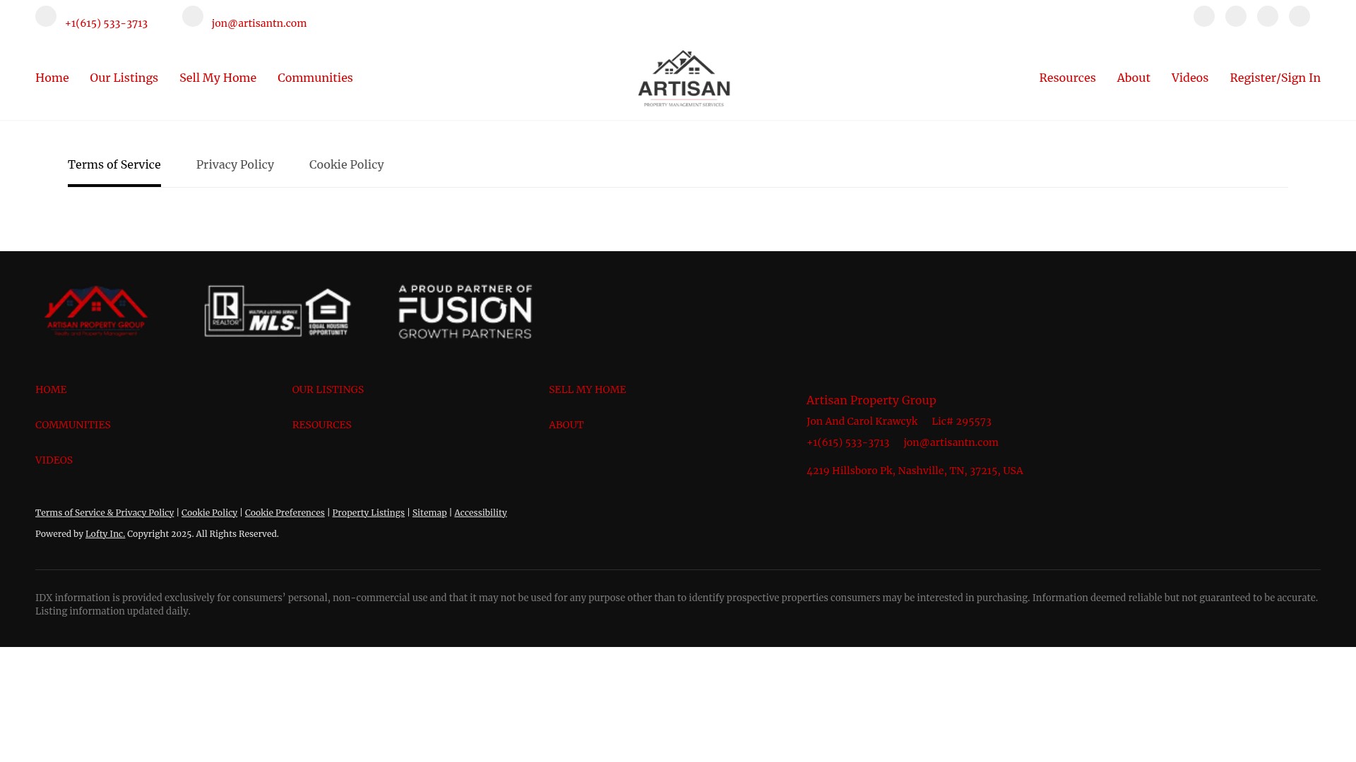 Screenshot of artisanpropertygroup.com