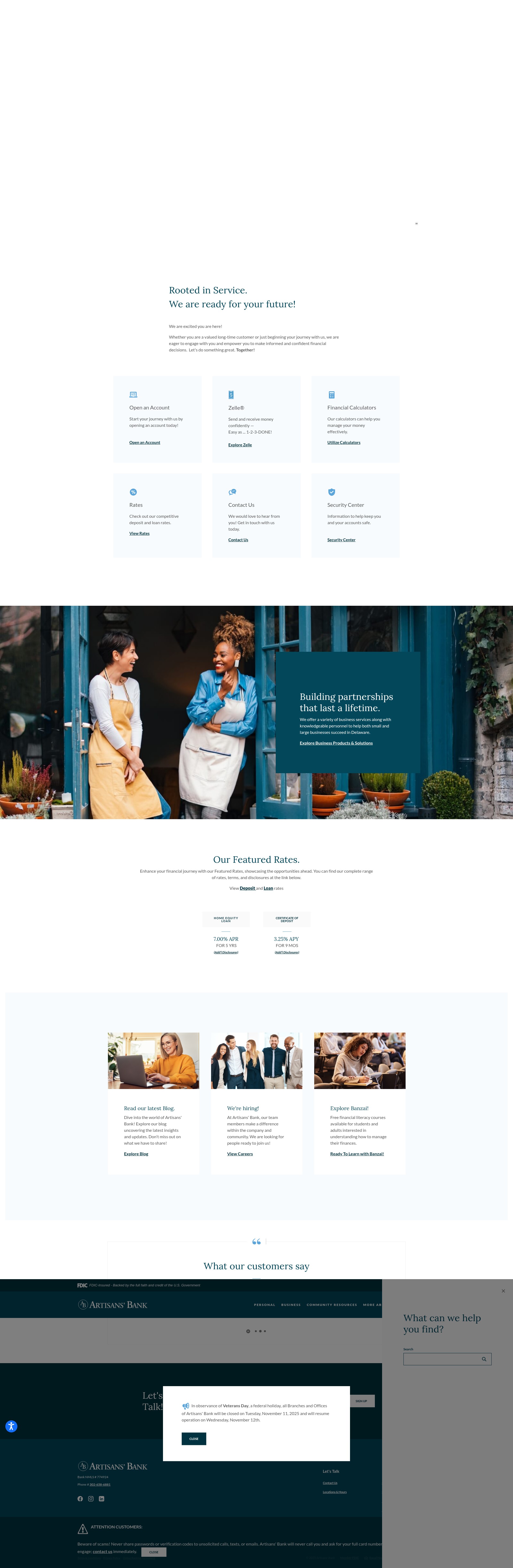 Screenshot of artisansbank.com