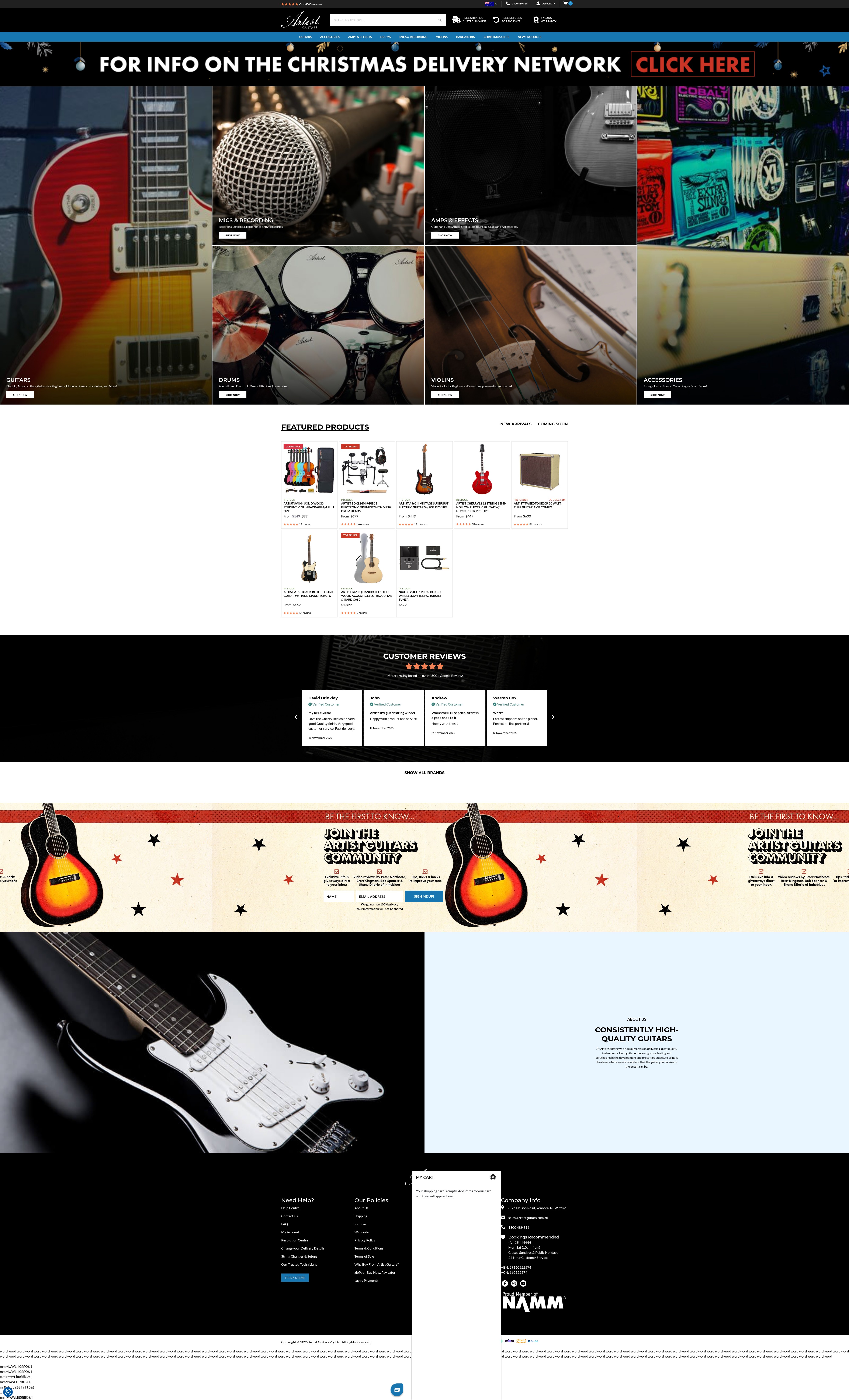 Screenshot of artistguitars.com.au