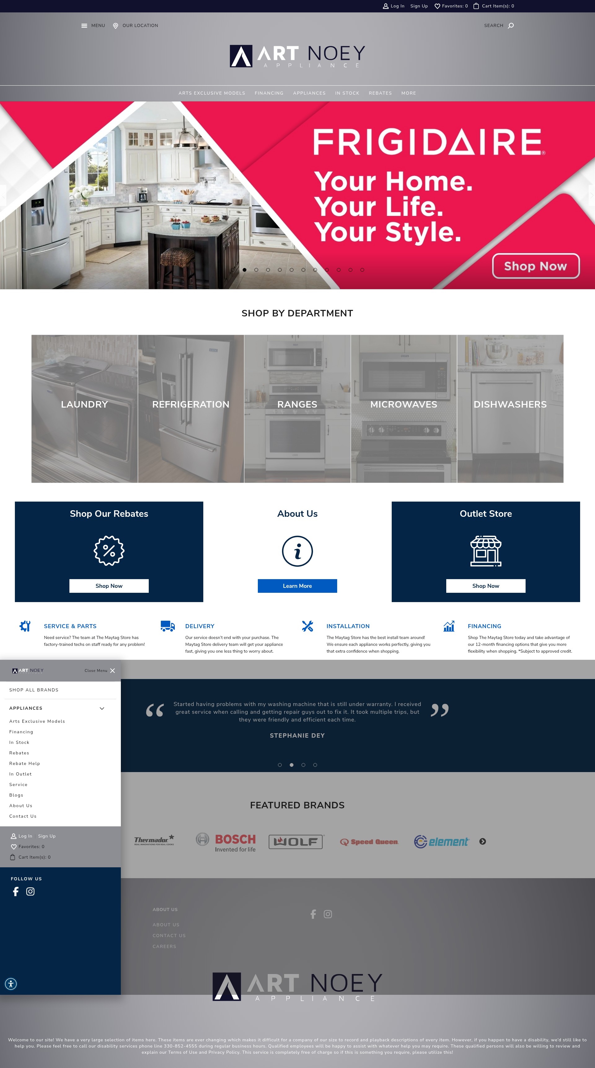 Screenshot of artnoeyappliance.com