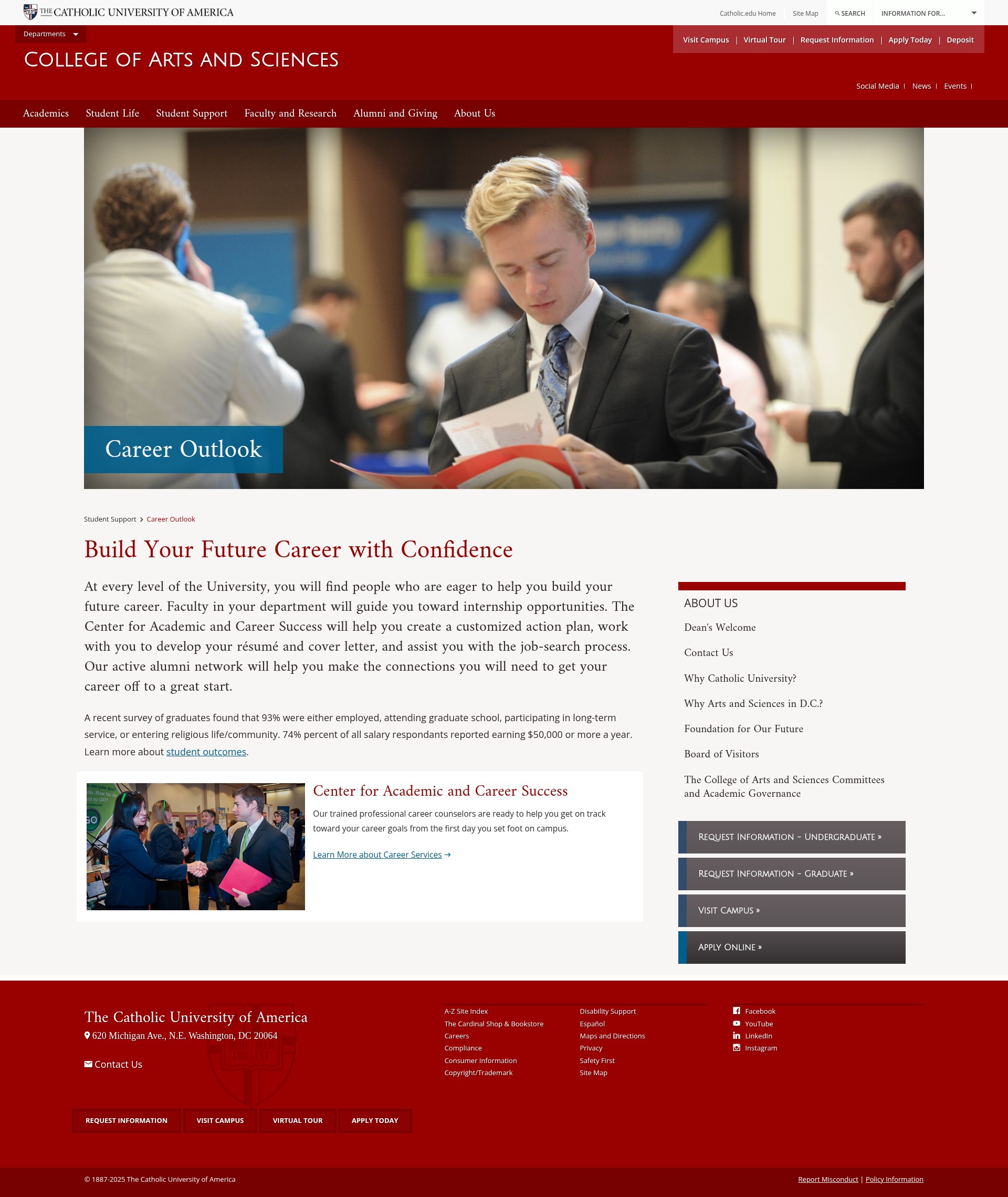 Screenshot of arts-sciences.catholic.edu