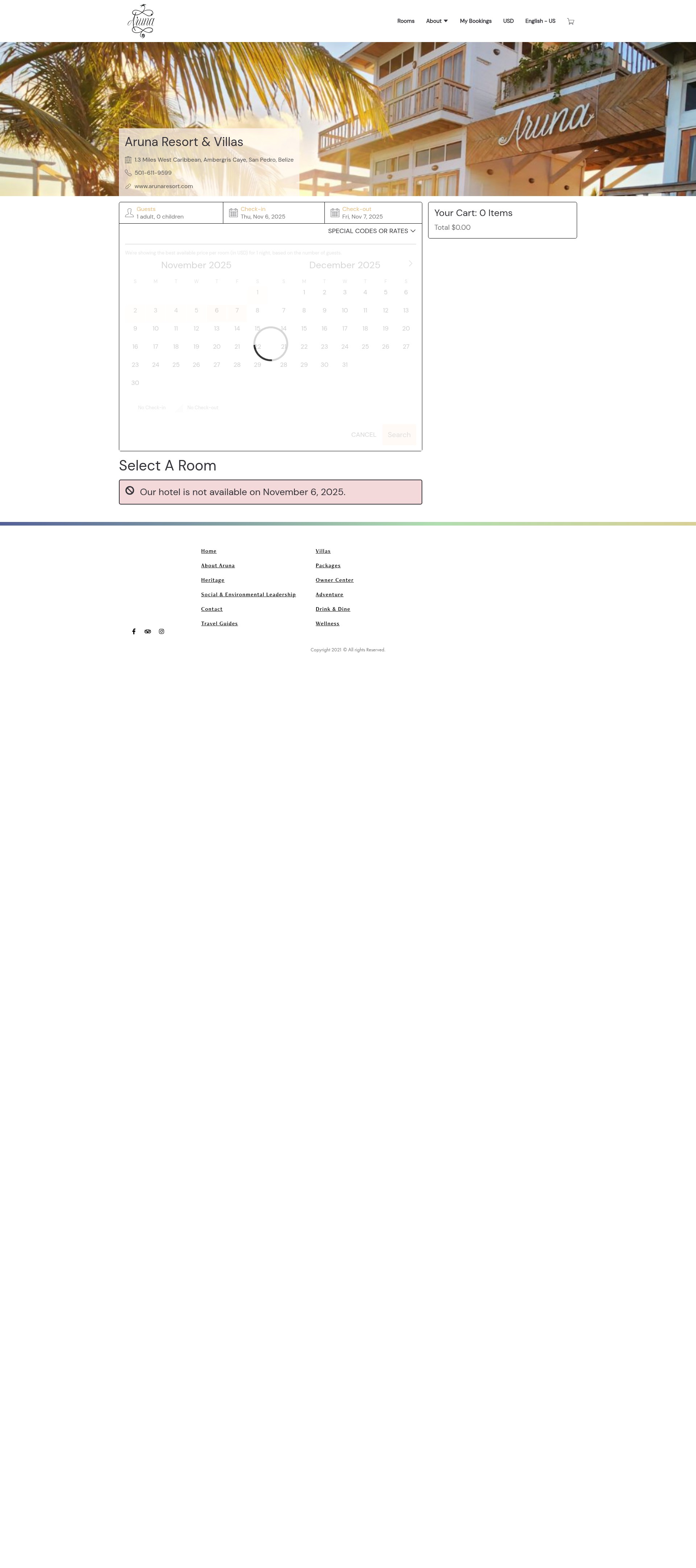 Screenshot of arunaresort.com