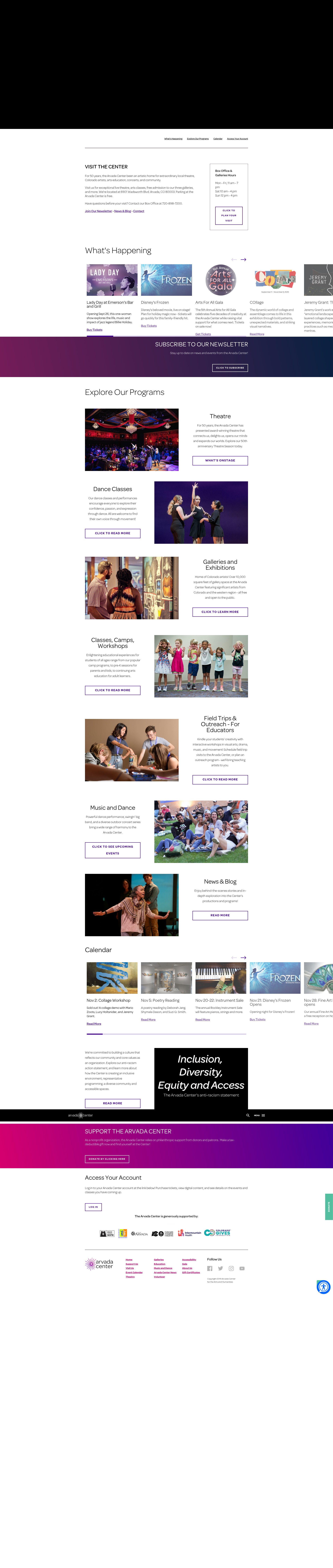Screenshot of arvadacenter.org