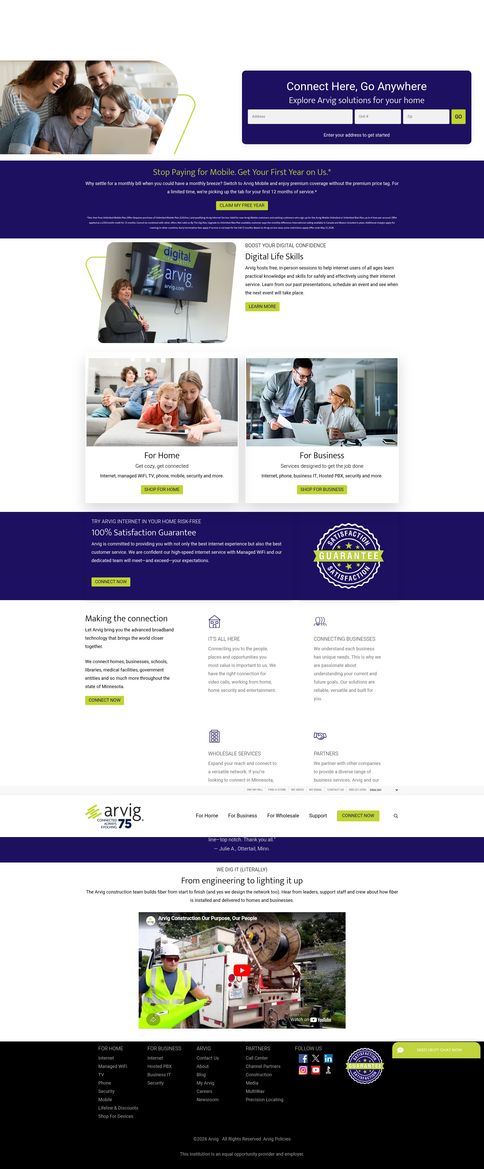 Screenshot of arvig.com