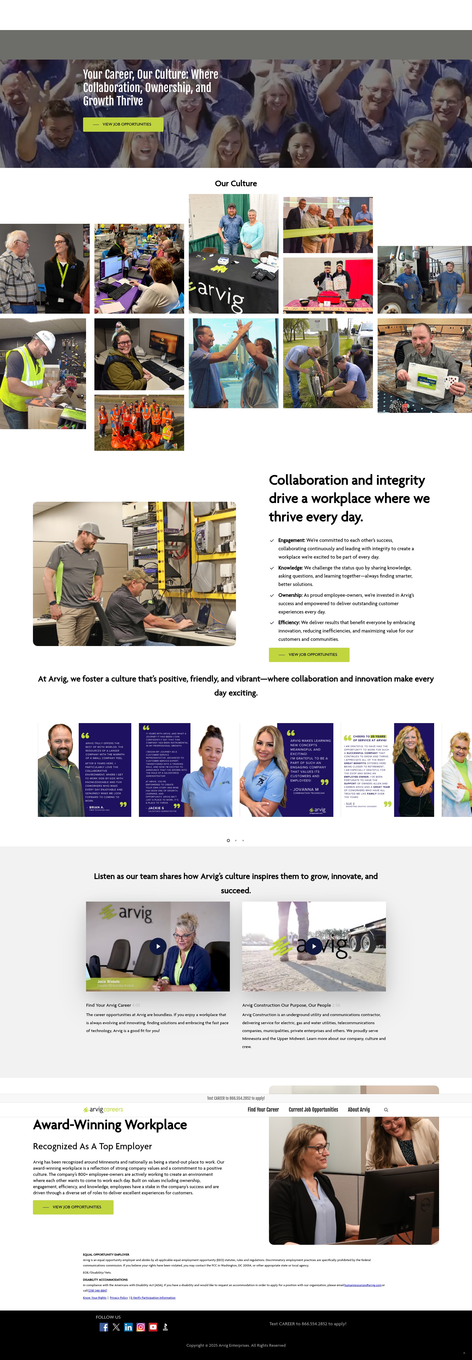 Screenshot of arvigcareers.com