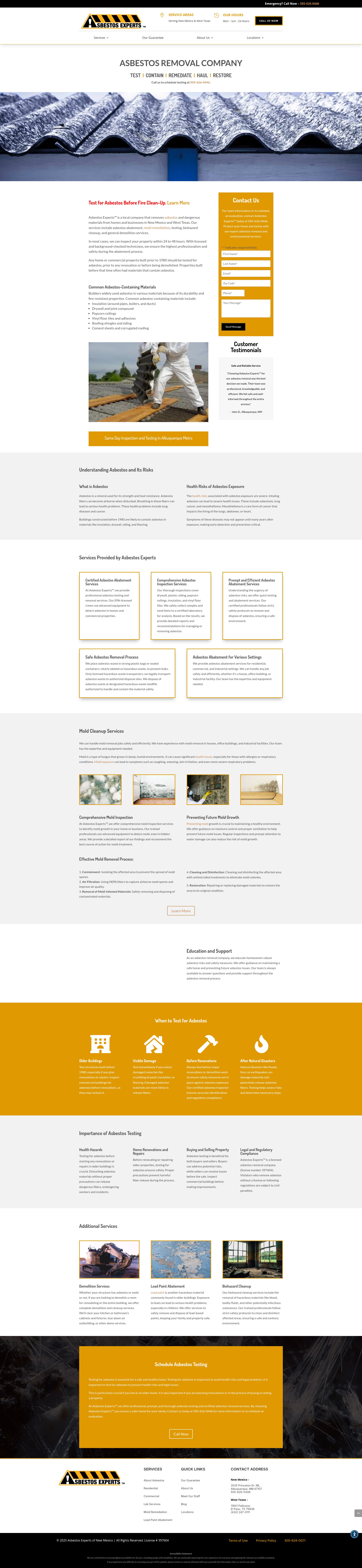 Screenshot of asbestosexperts.com