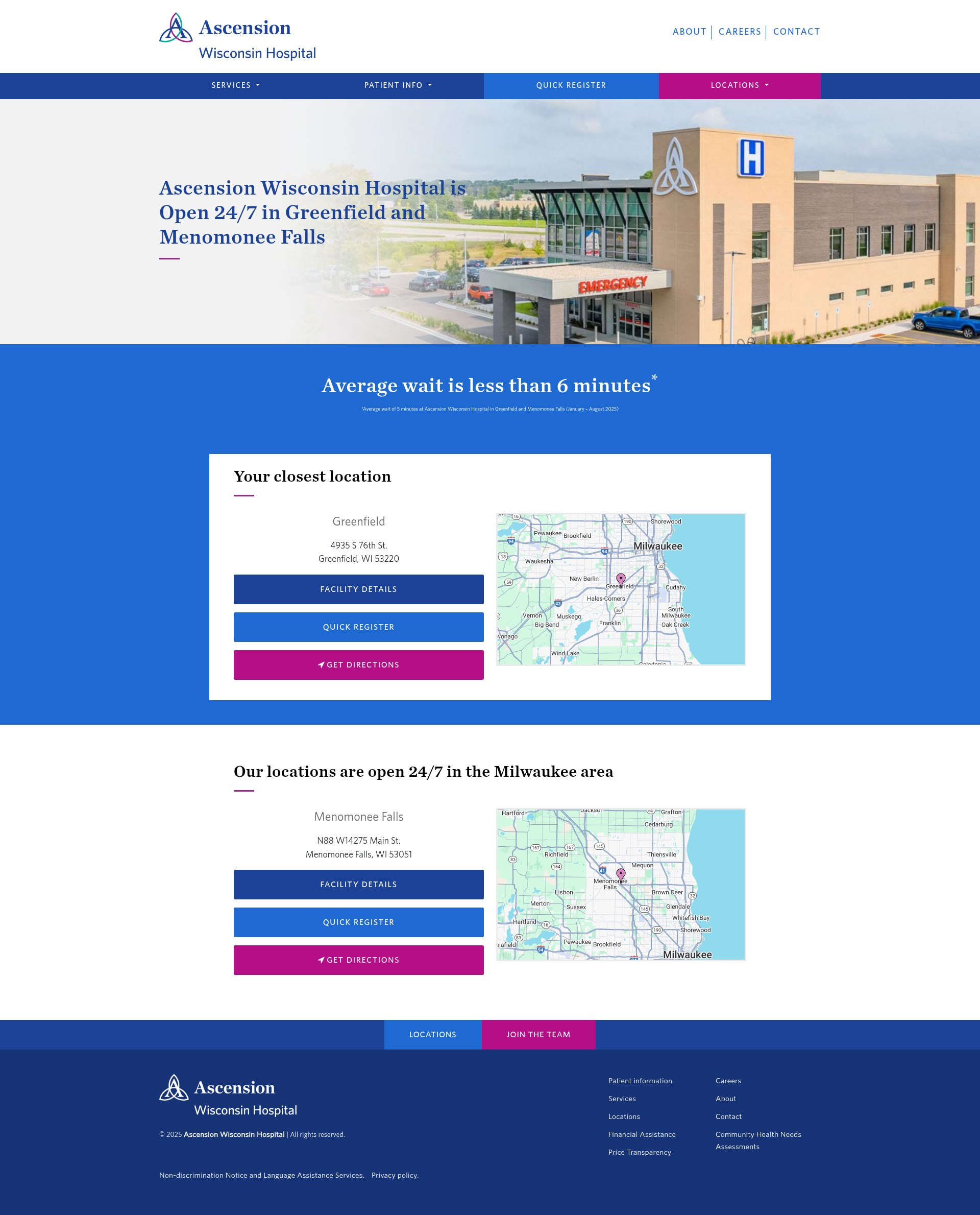 Screenshot of ascensionwisconsinhospital.org