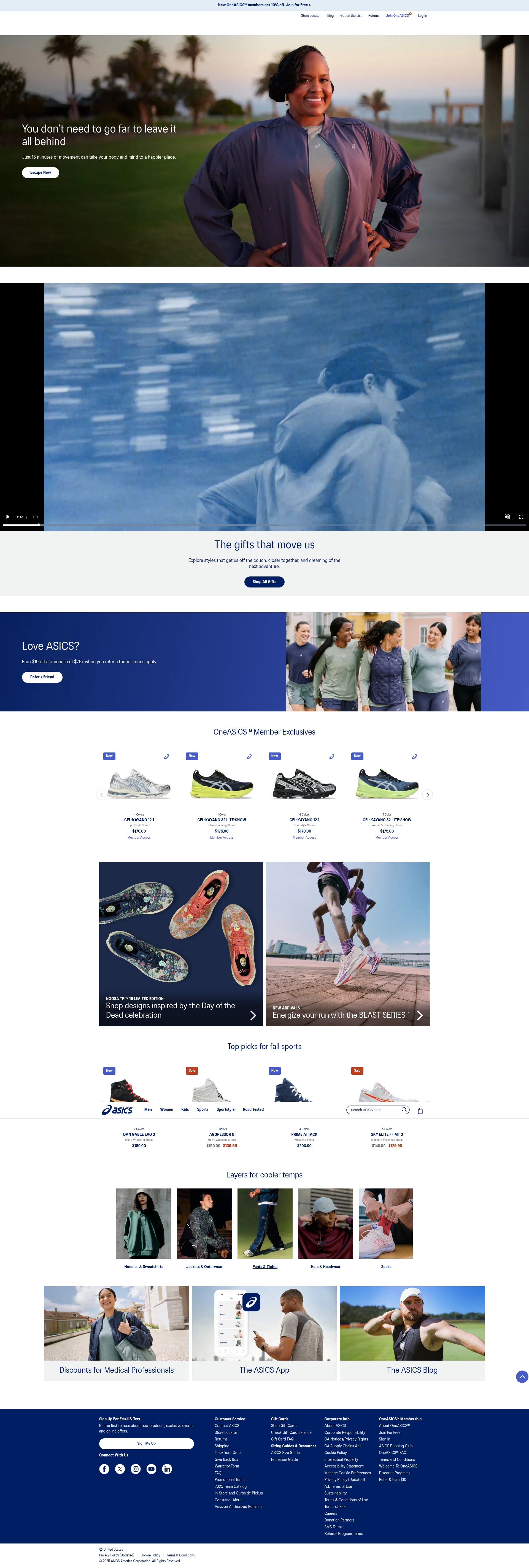 Screenshot of asics.com