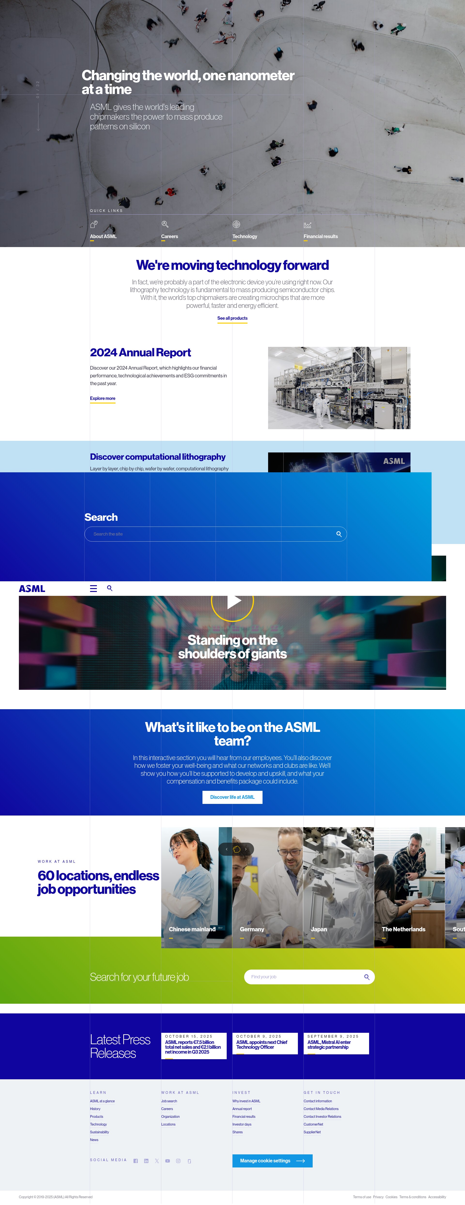 Screenshot of asml.com