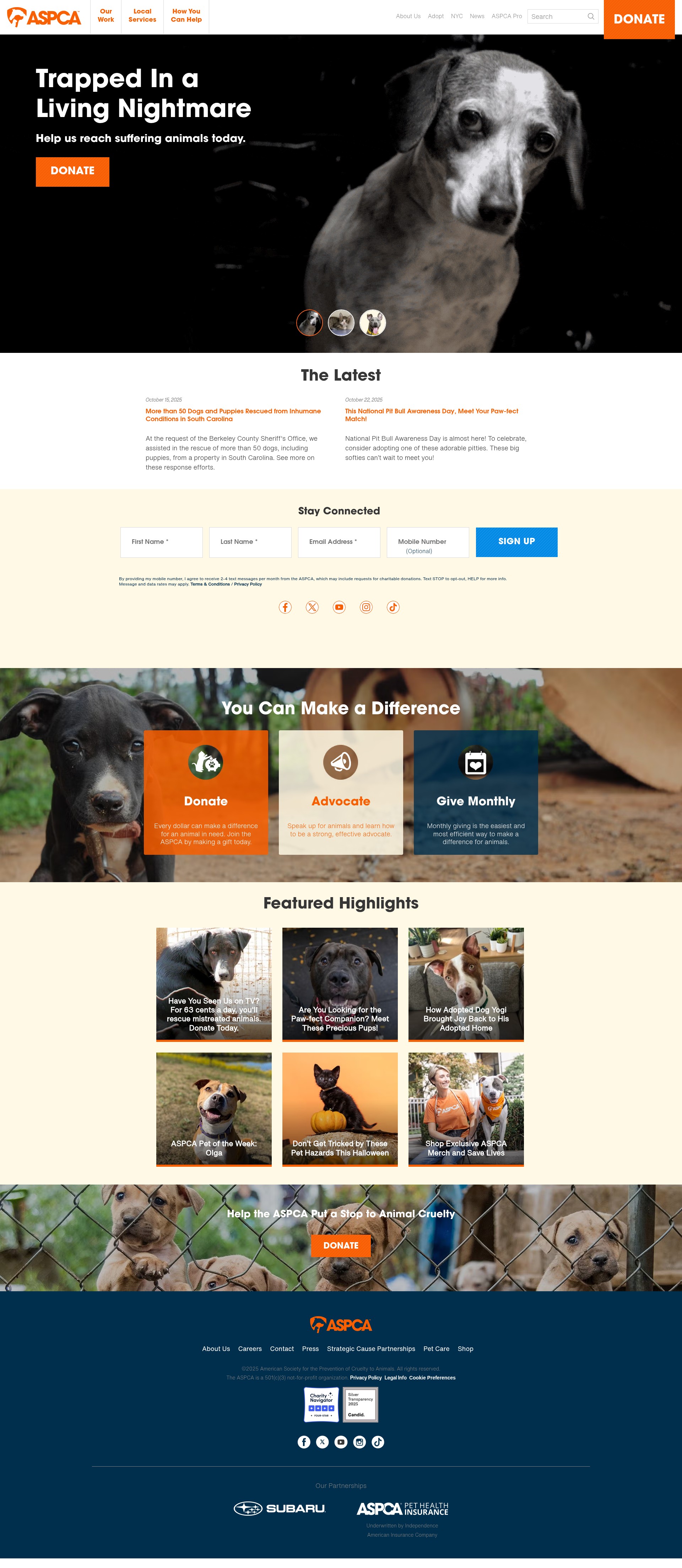 Screenshot of aspca.org