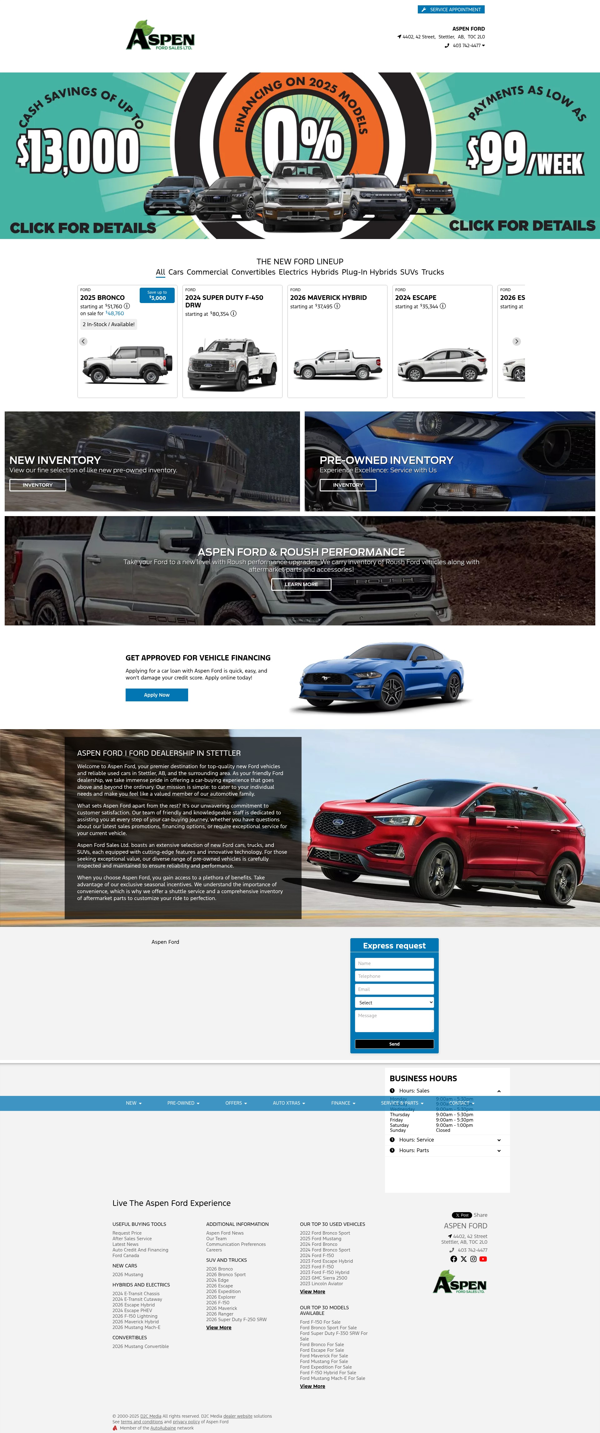Screenshot of aspenford.ca