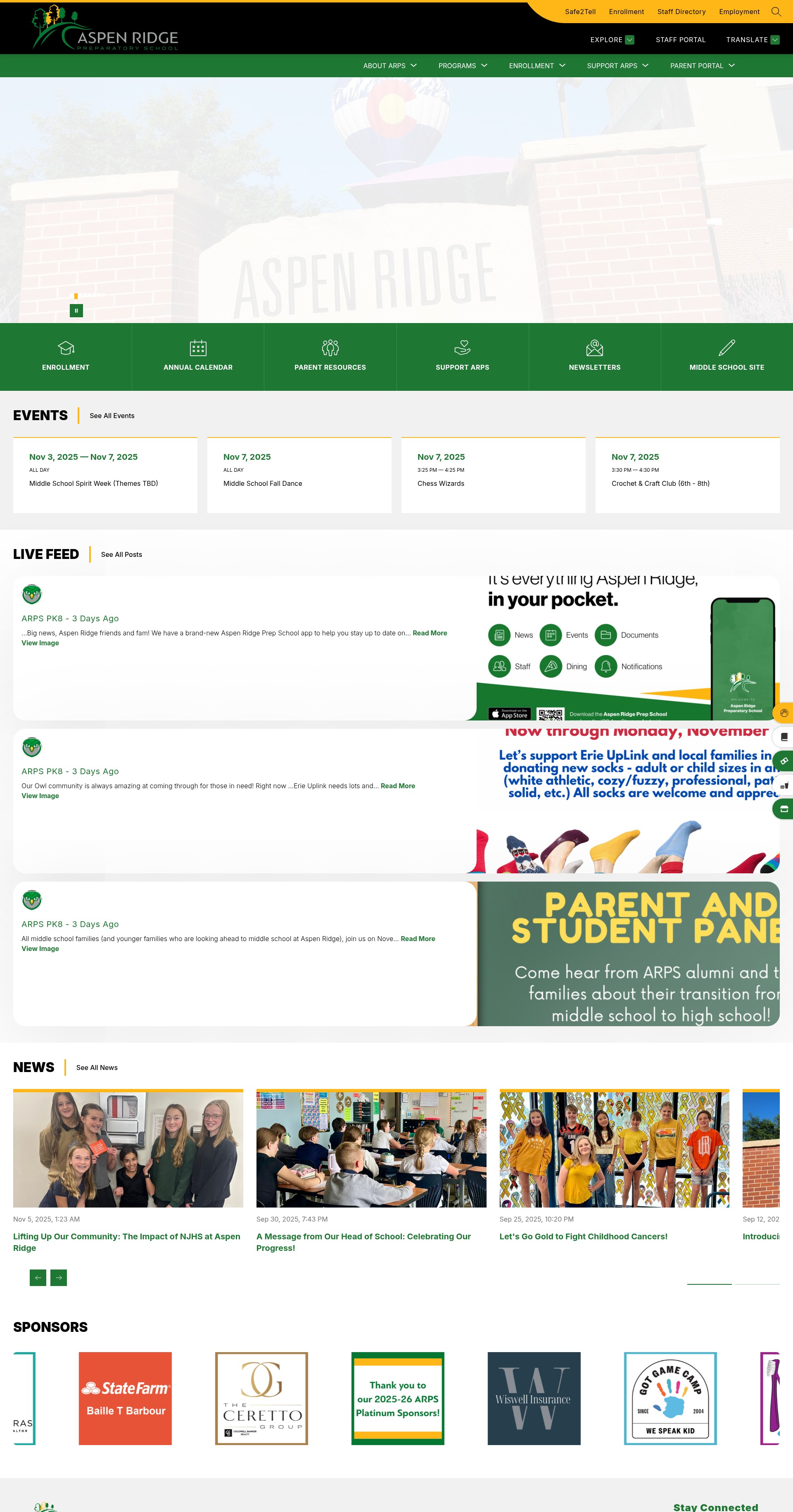 Screenshot of aspenridgeprepschool.org