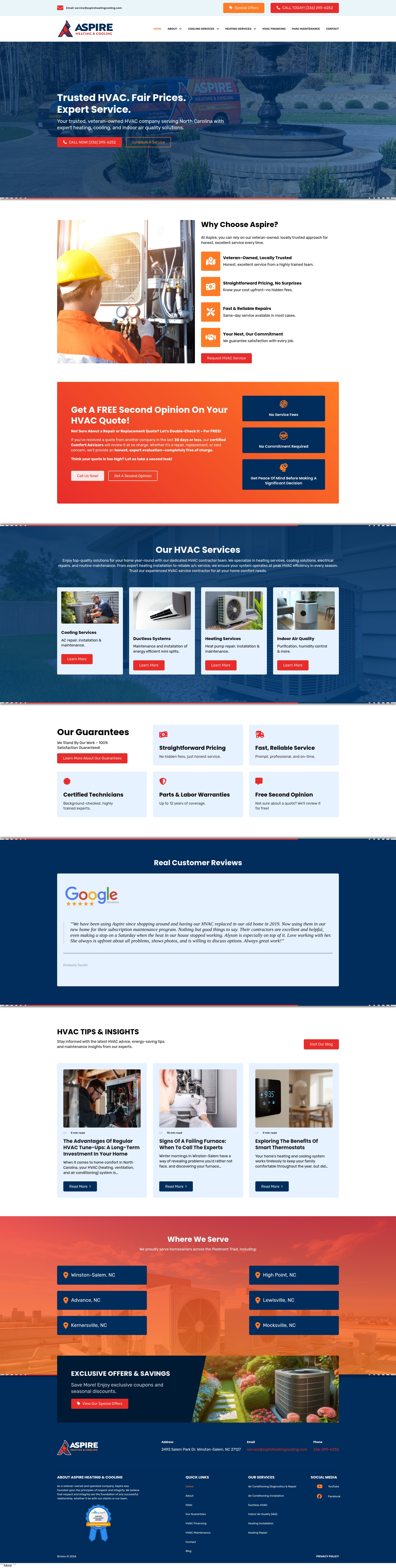 Screenshot of aspireheatingcooling.com