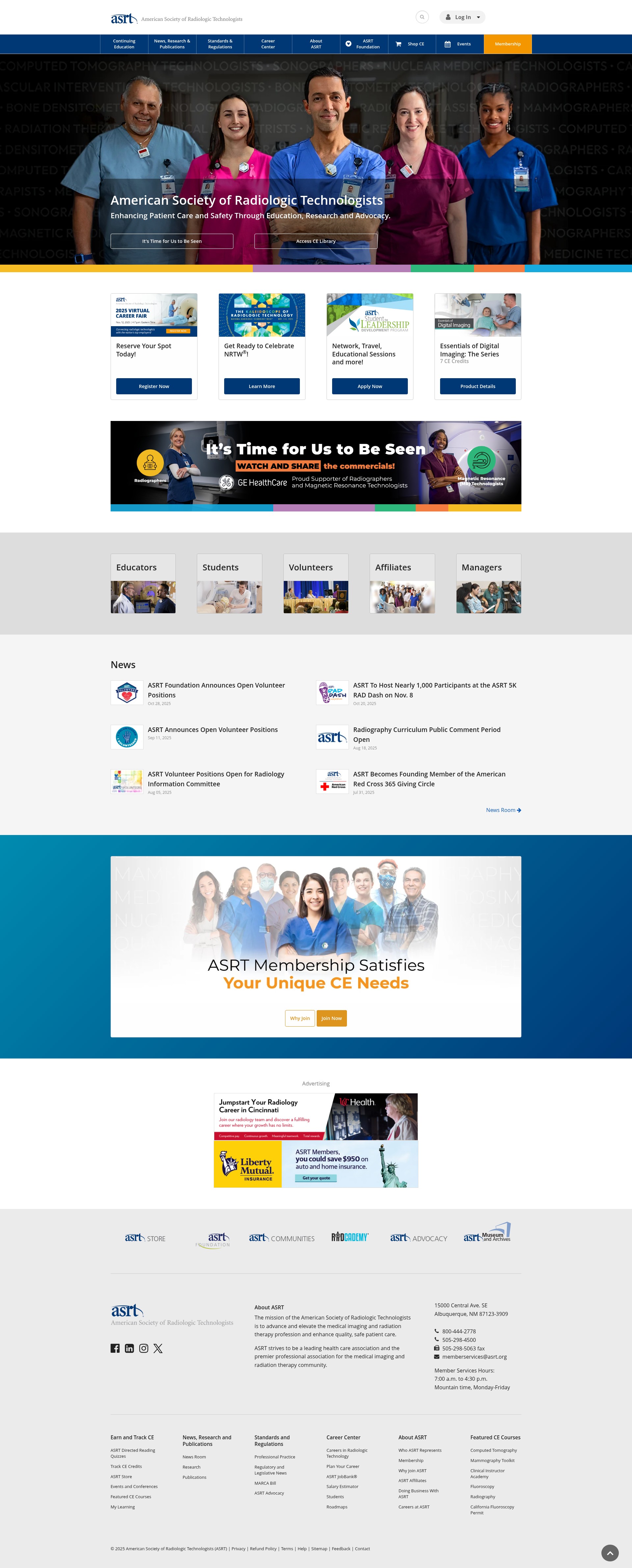 Screenshot of asrt.org