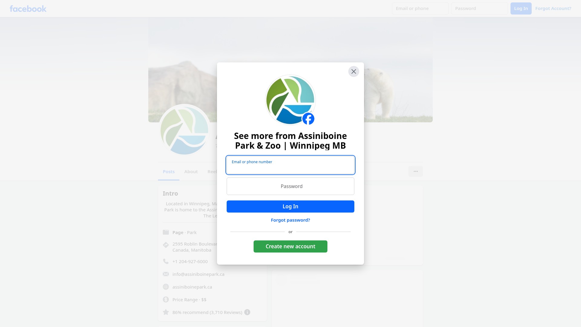 Screenshot of assiniboinepark.ca