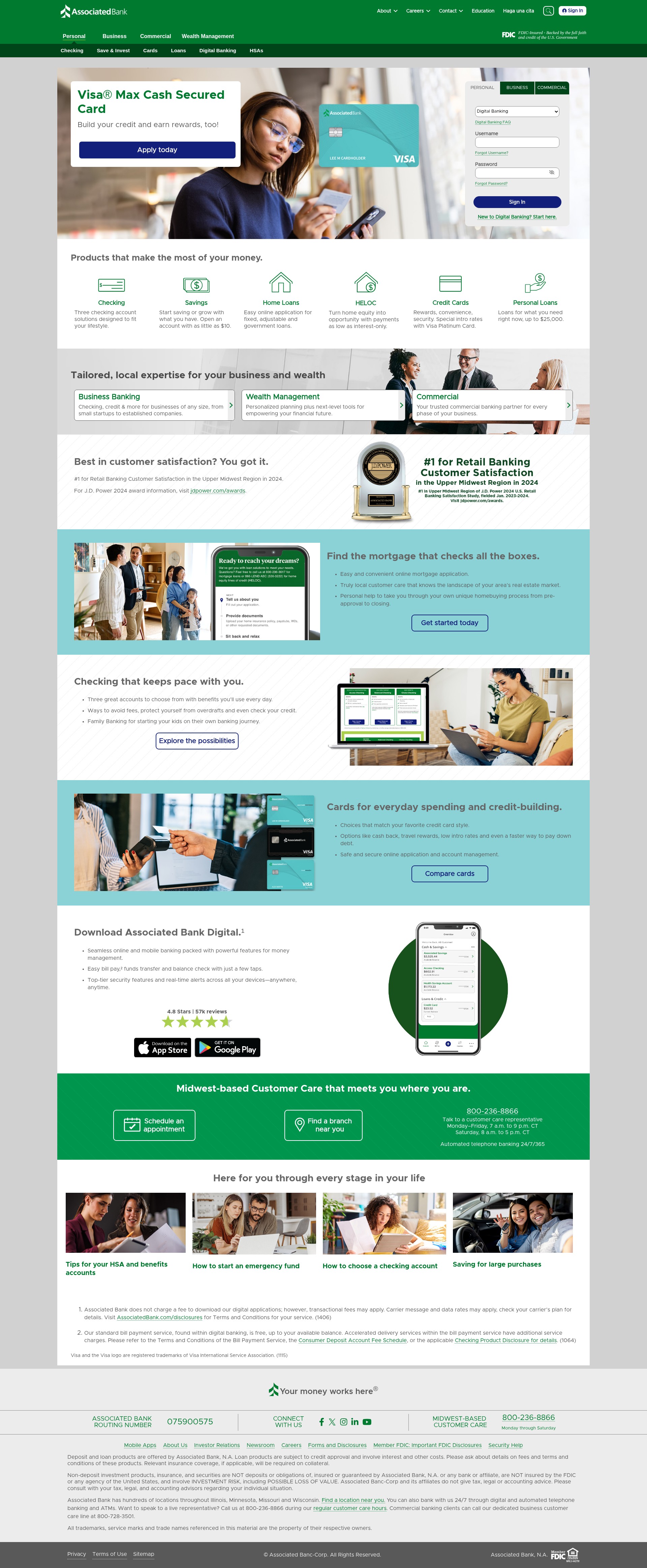 Screenshot of associatedbank.com