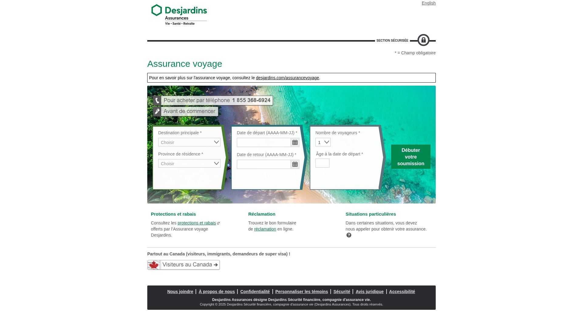 Screenshot of assurancevoyagedesjardins.ca