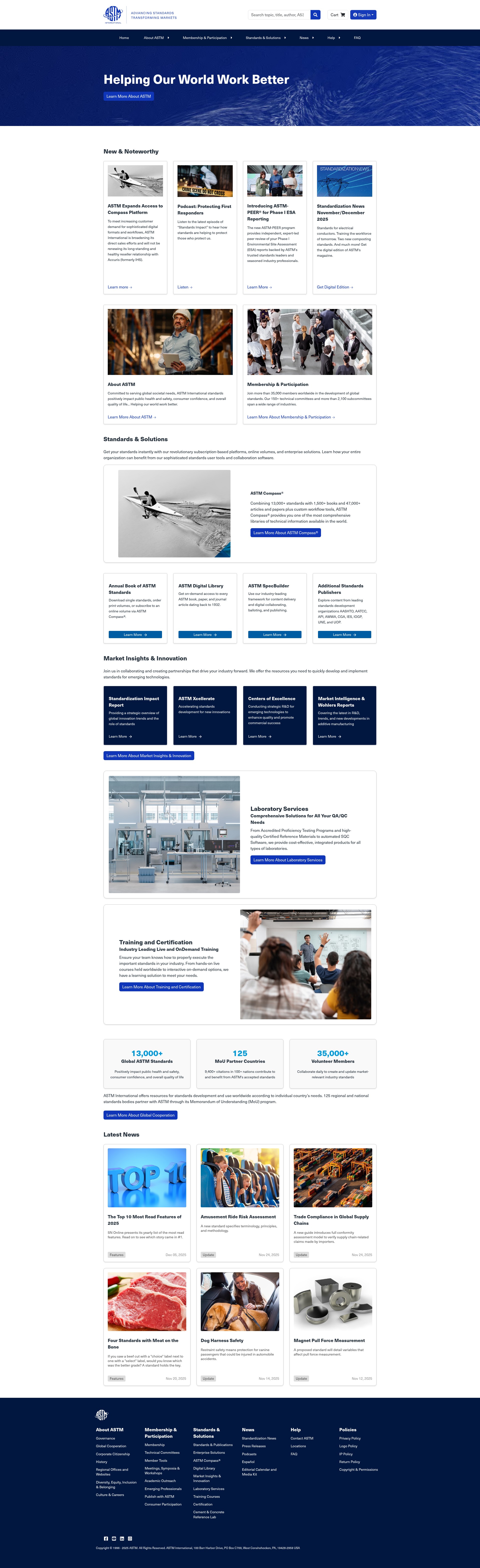 Screenshot of astm.org