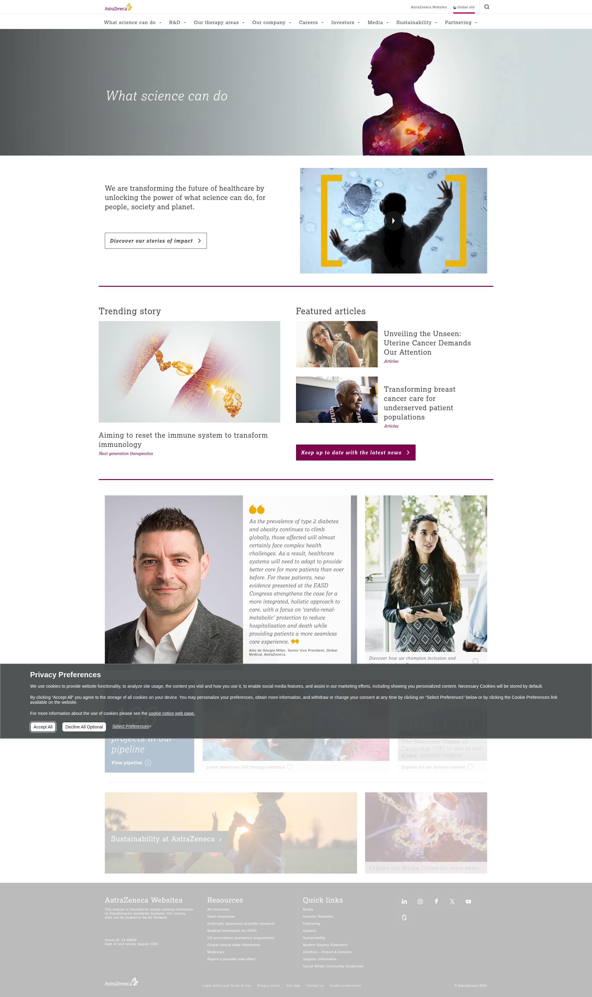 Screenshot of astrazeneca.com
