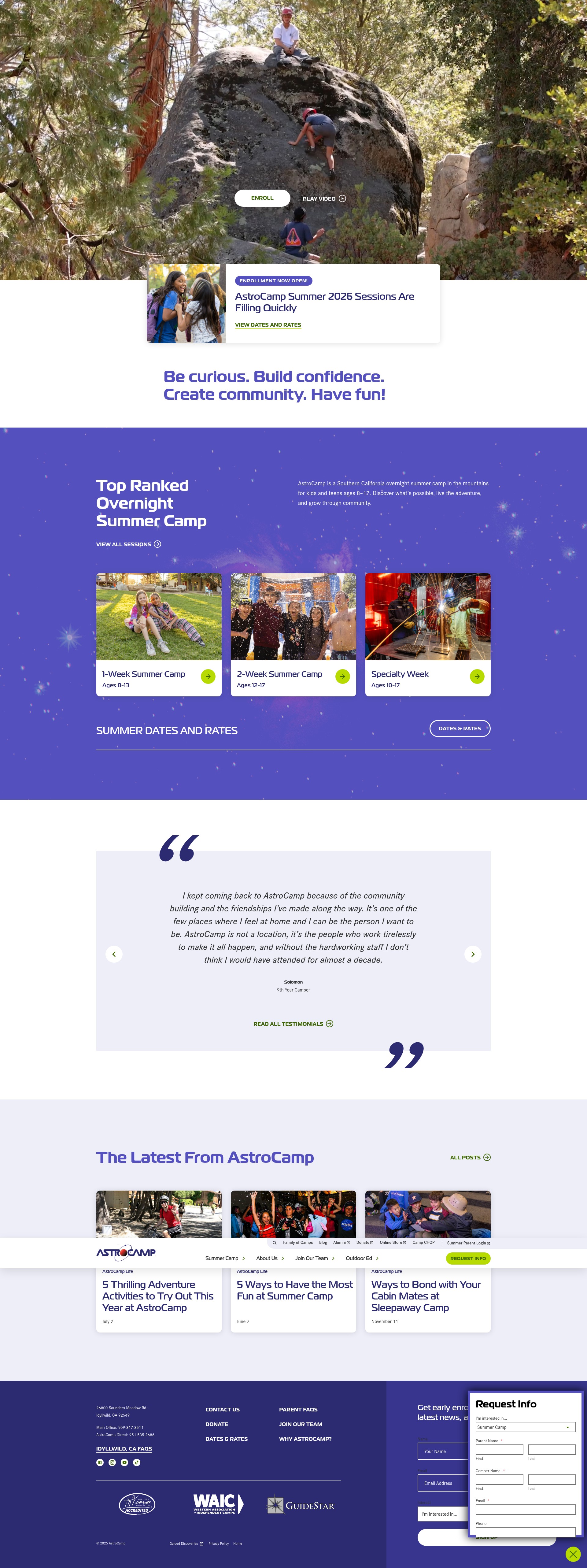 Screenshot of astrocamp.org
