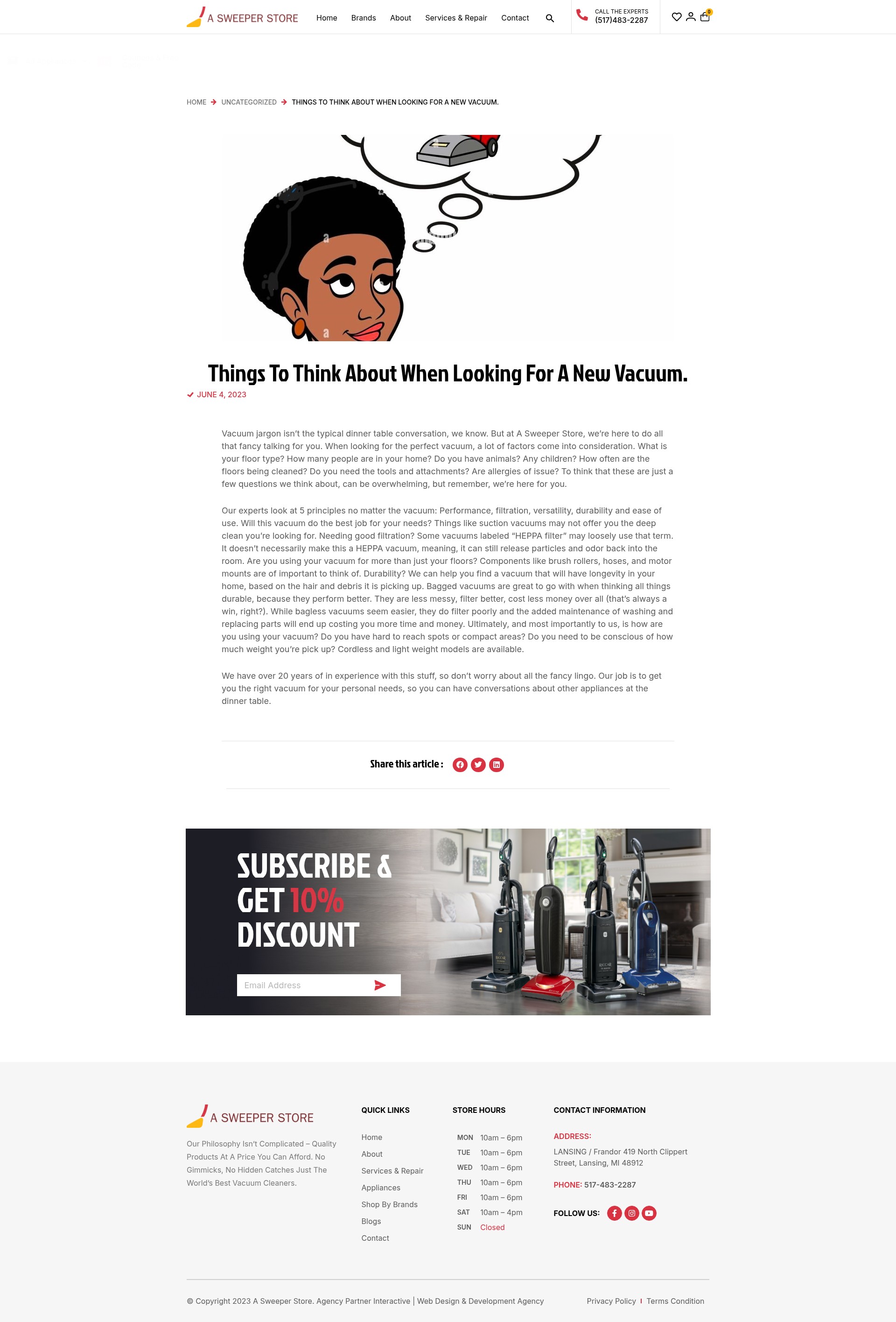 Screenshot of asweeperstore.com