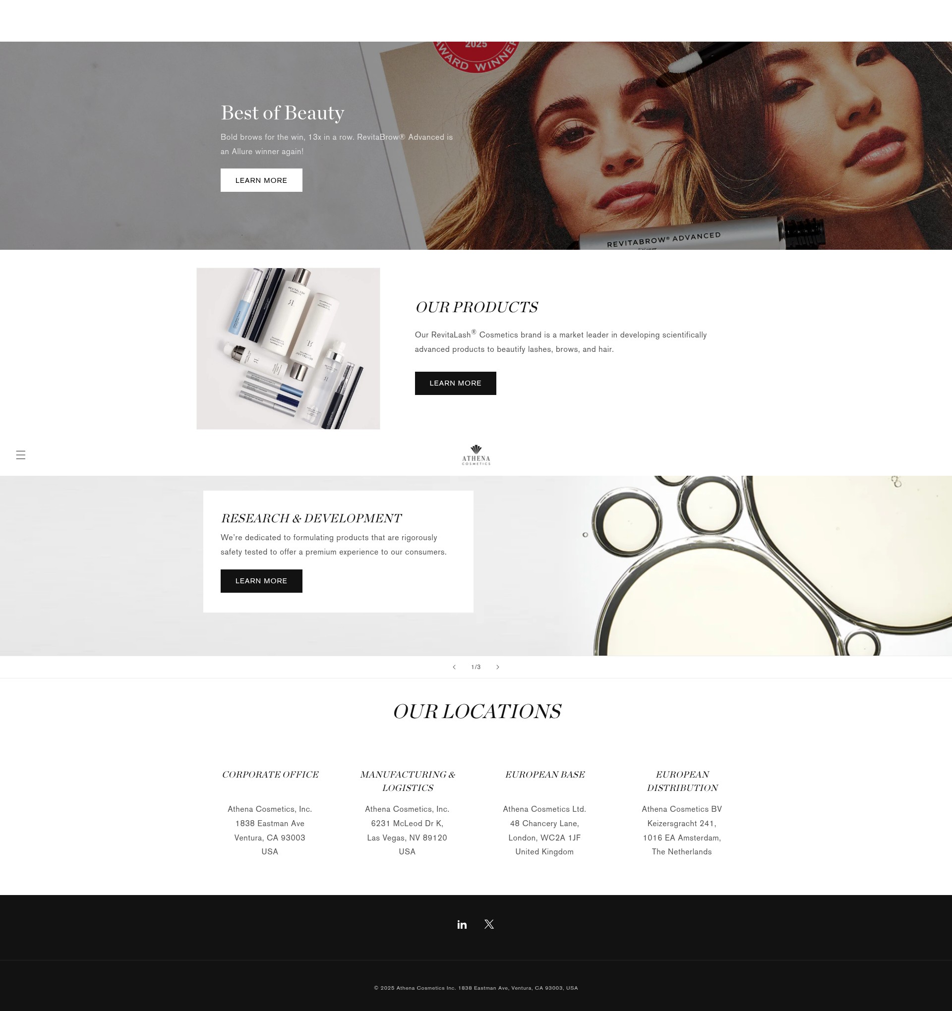 Screenshot of athenacosmetics.com
