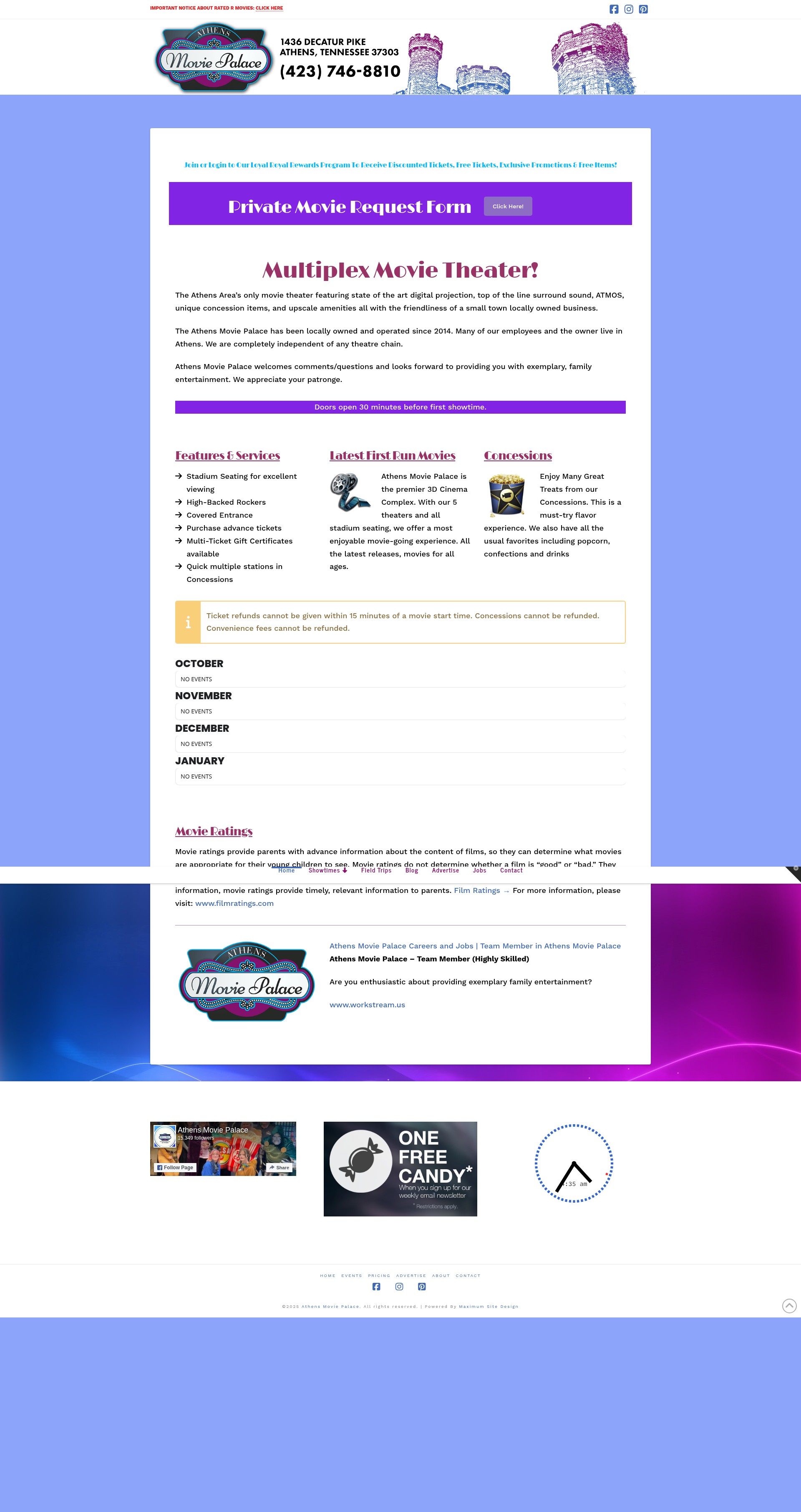 Screenshot of athensmoviepalace.com