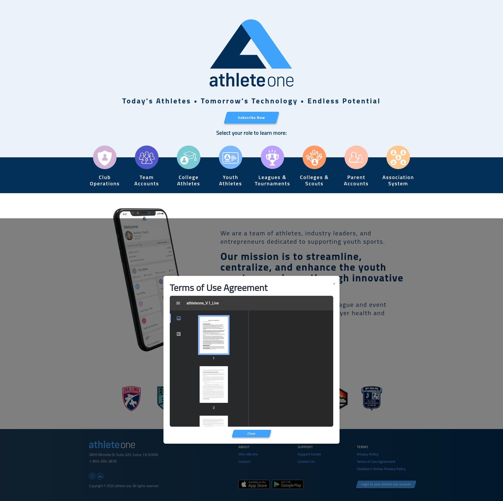 Screenshot of athleteone.com