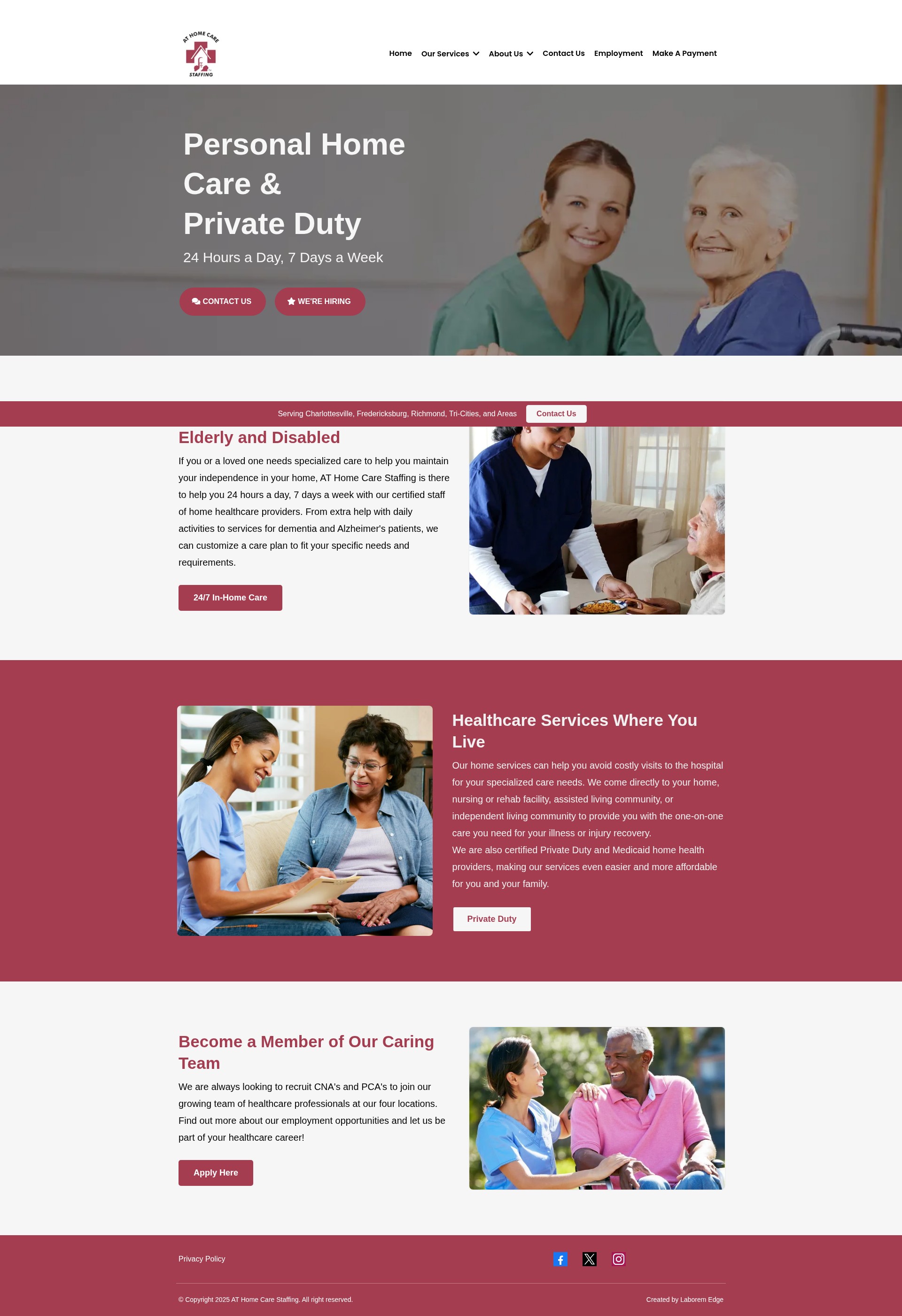 Screenshot of athomecarestaffing.com