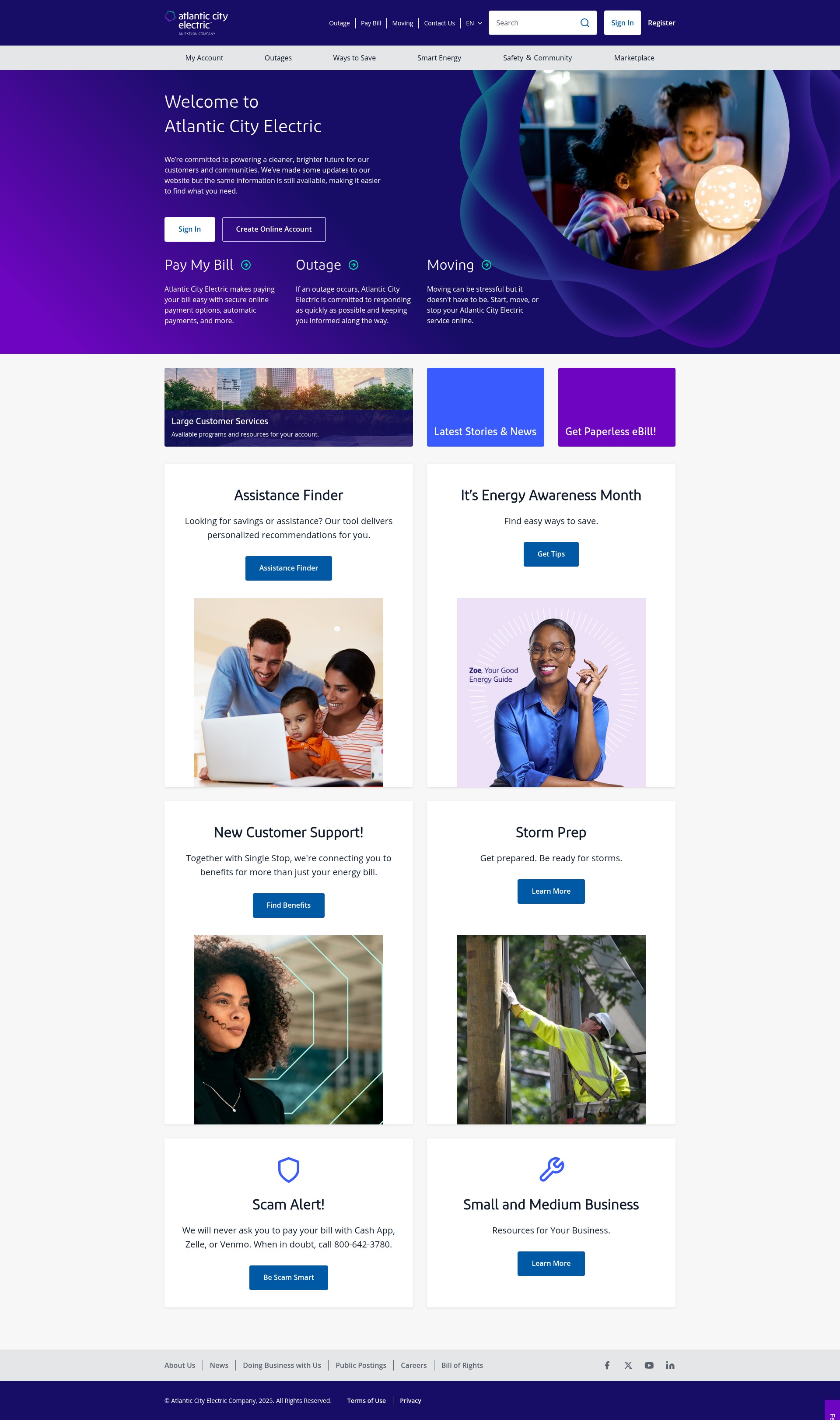 Screenshot of atlanticcityelectric.com