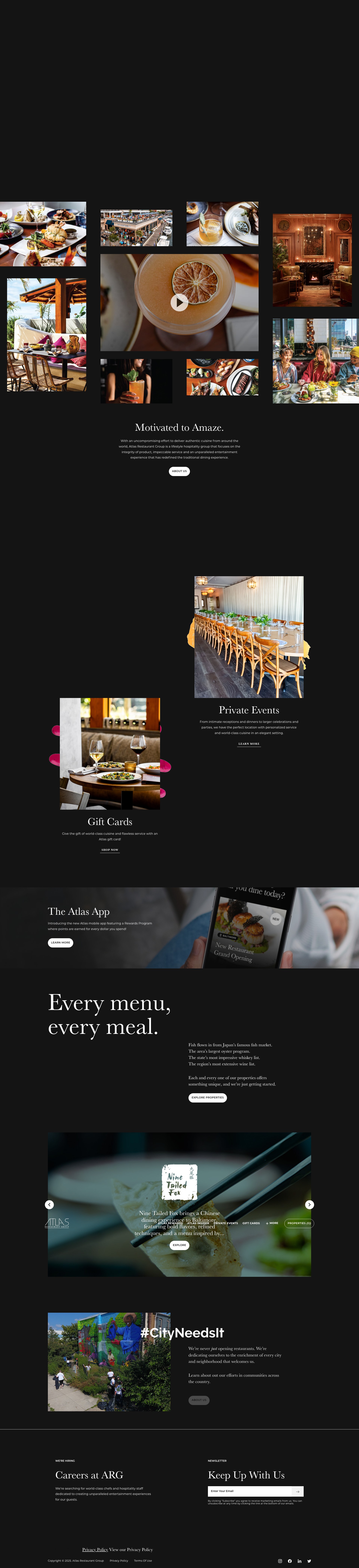 Screenshot of atlasrestaurantgroup.com
