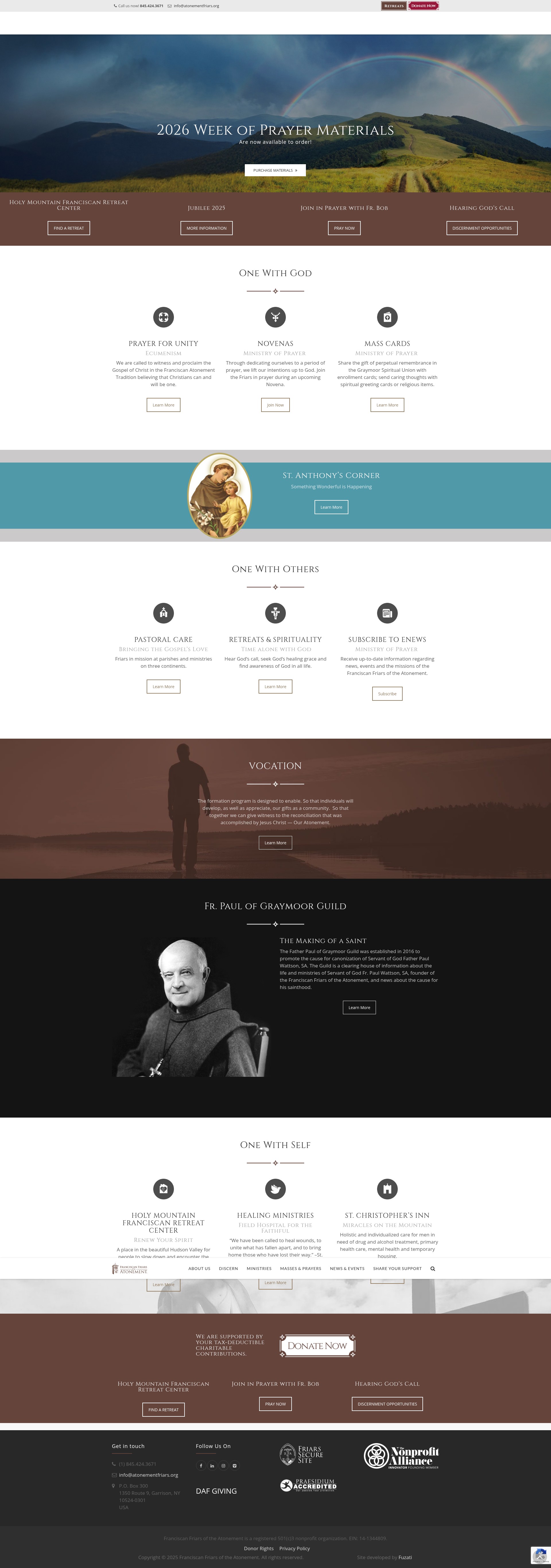 Screenshot of atonementfriars.org
