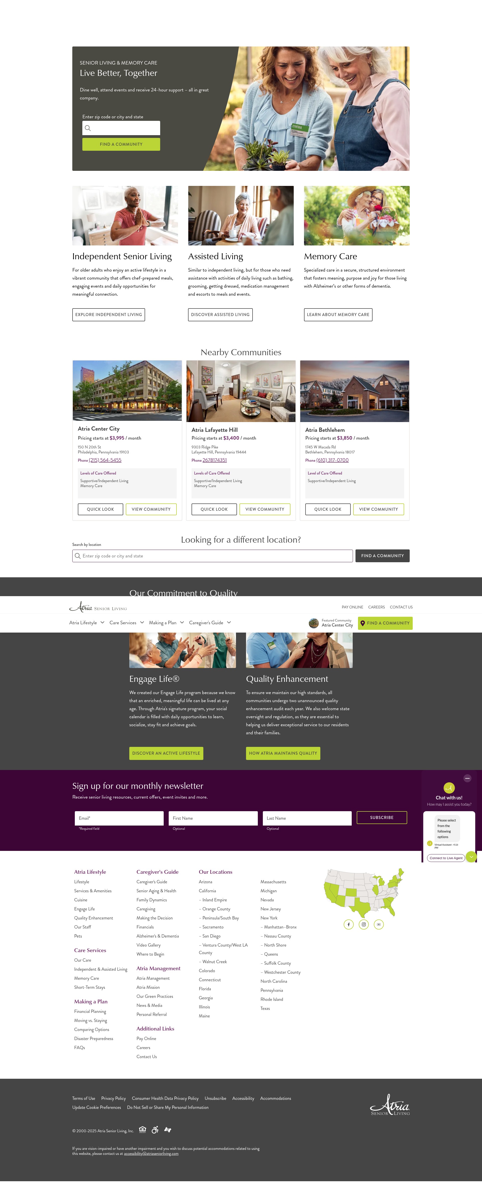 Screenshot of atriaseniorliving.com