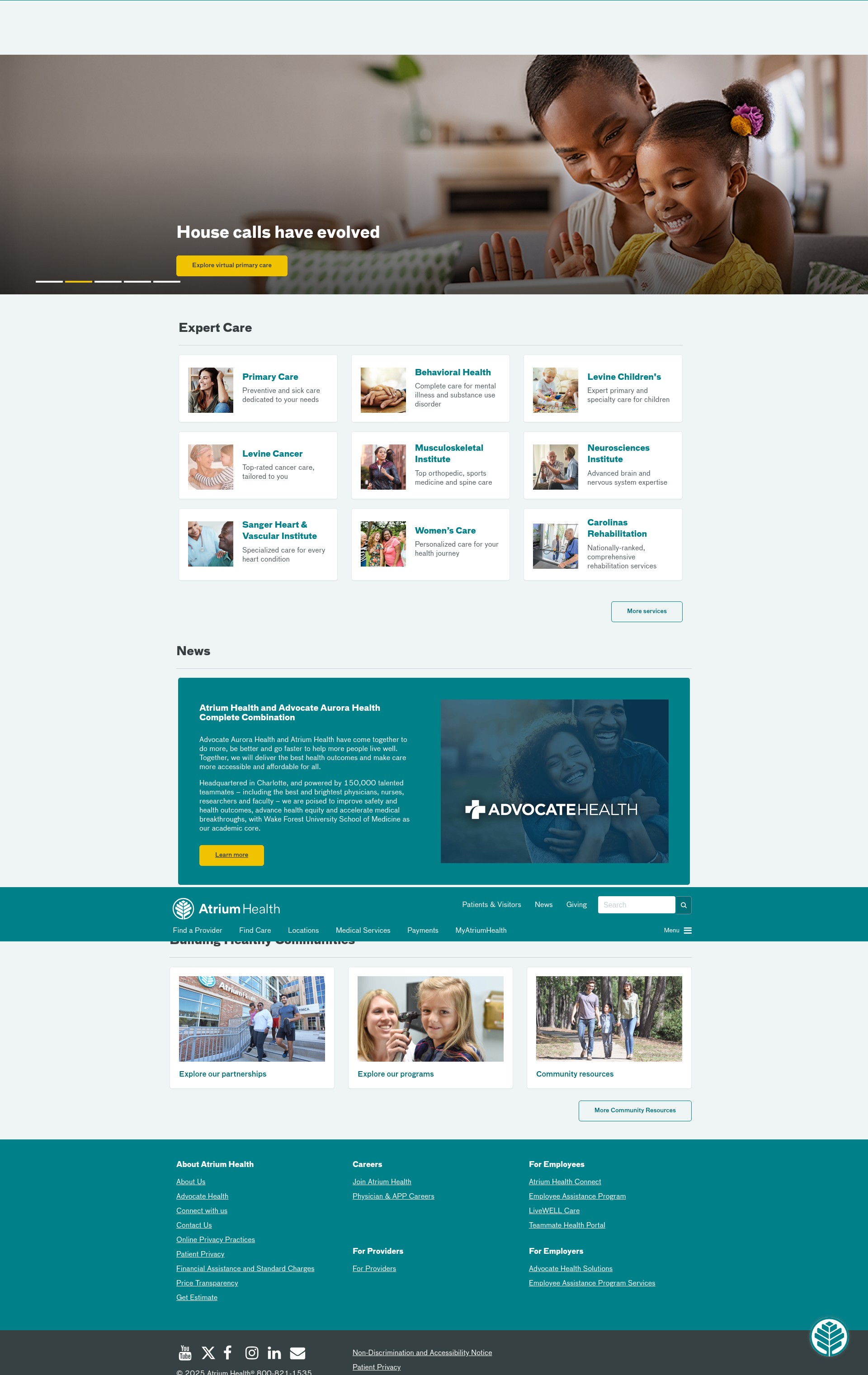 Screenshot of atriumhealth.org