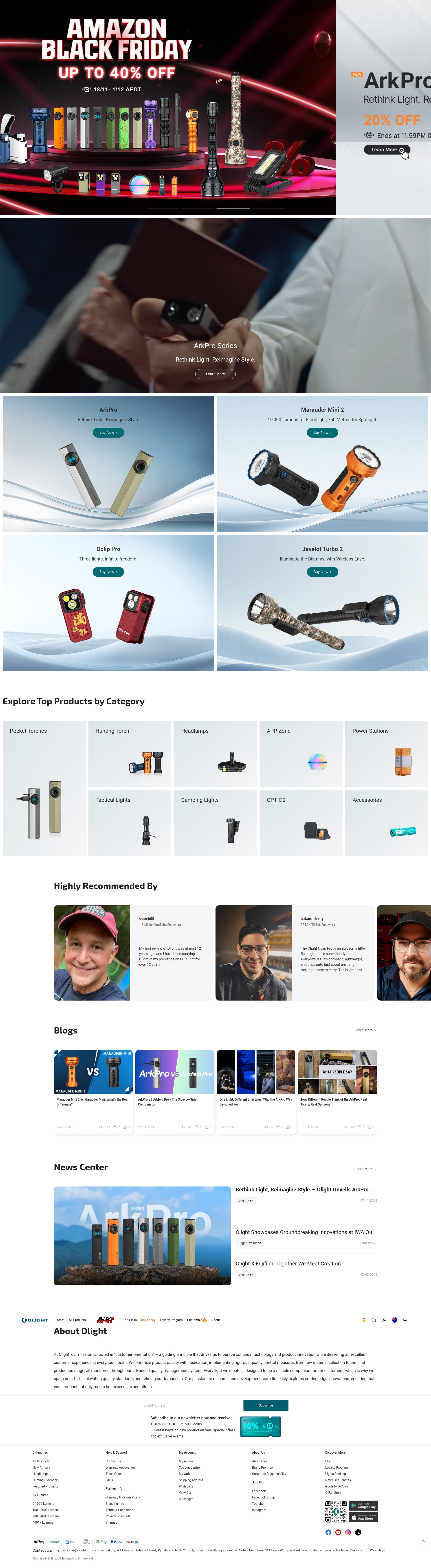Screenshot of au.olight.com