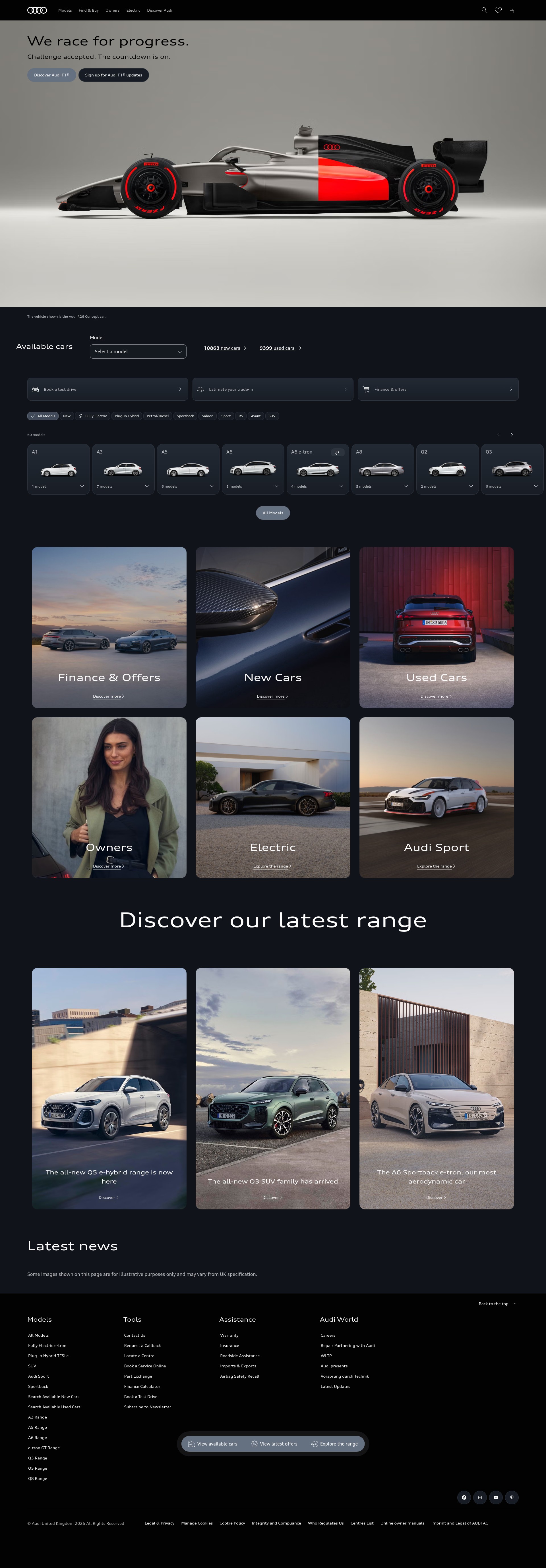 Screenshot of audi.co.uk