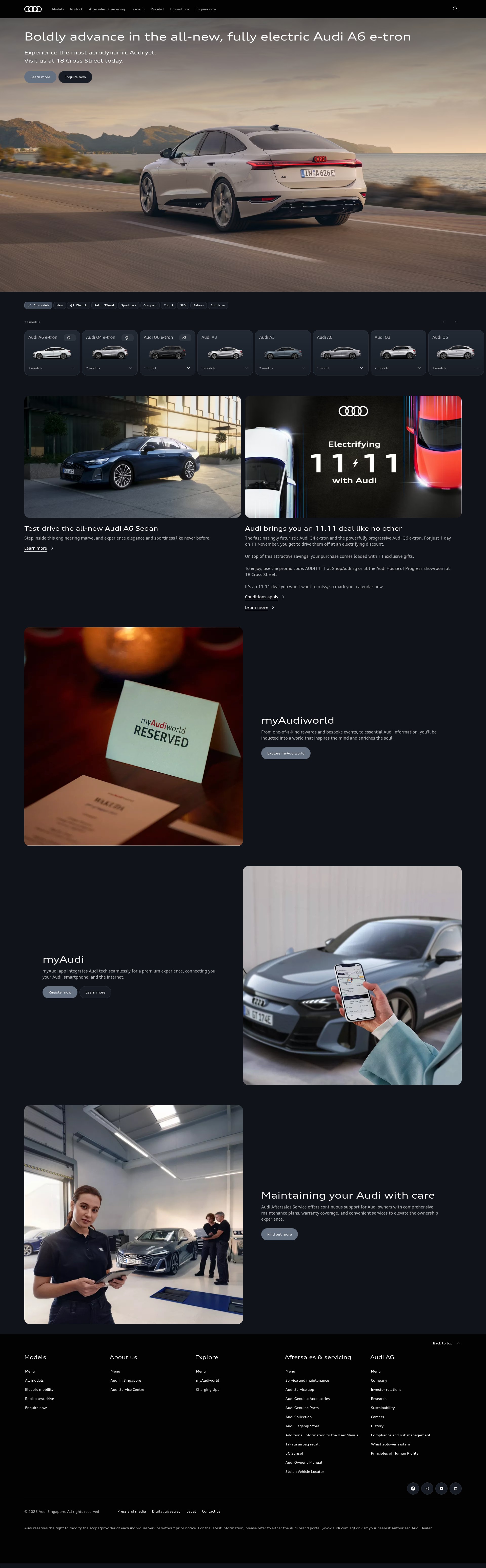 Screenshot of audi.com.sg