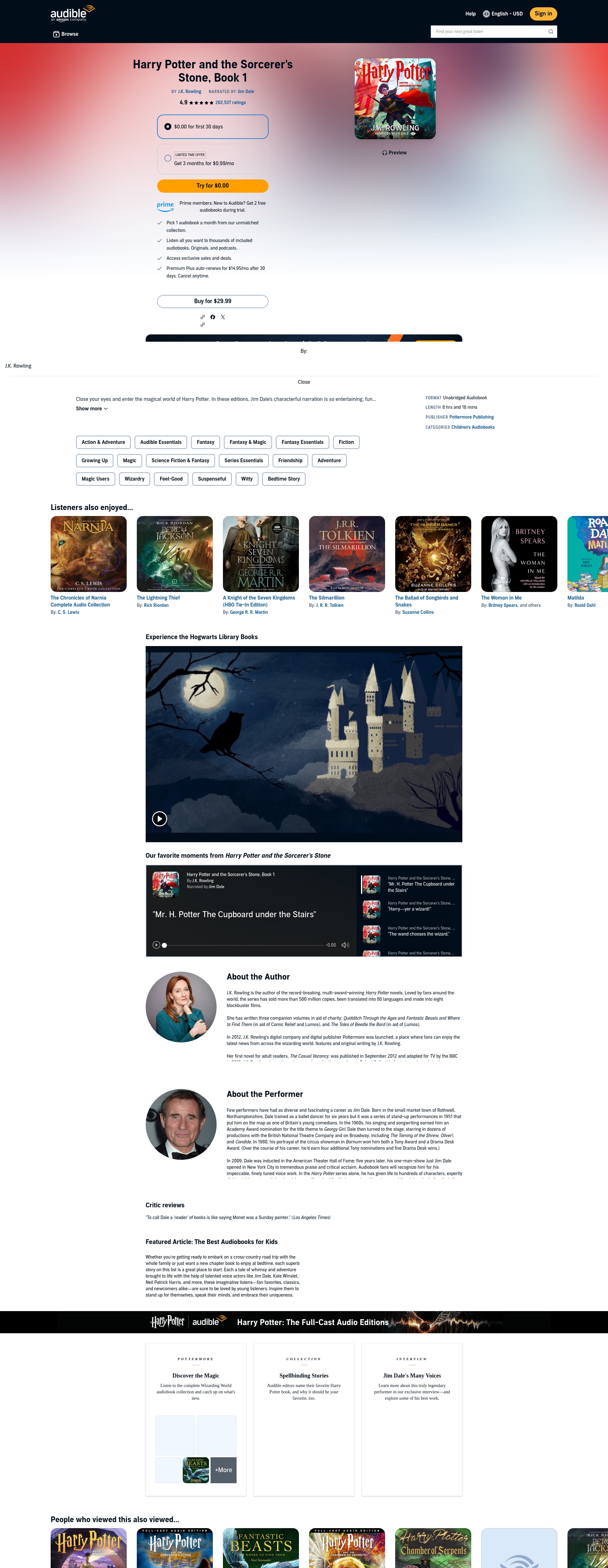 Screenshot of audible.com