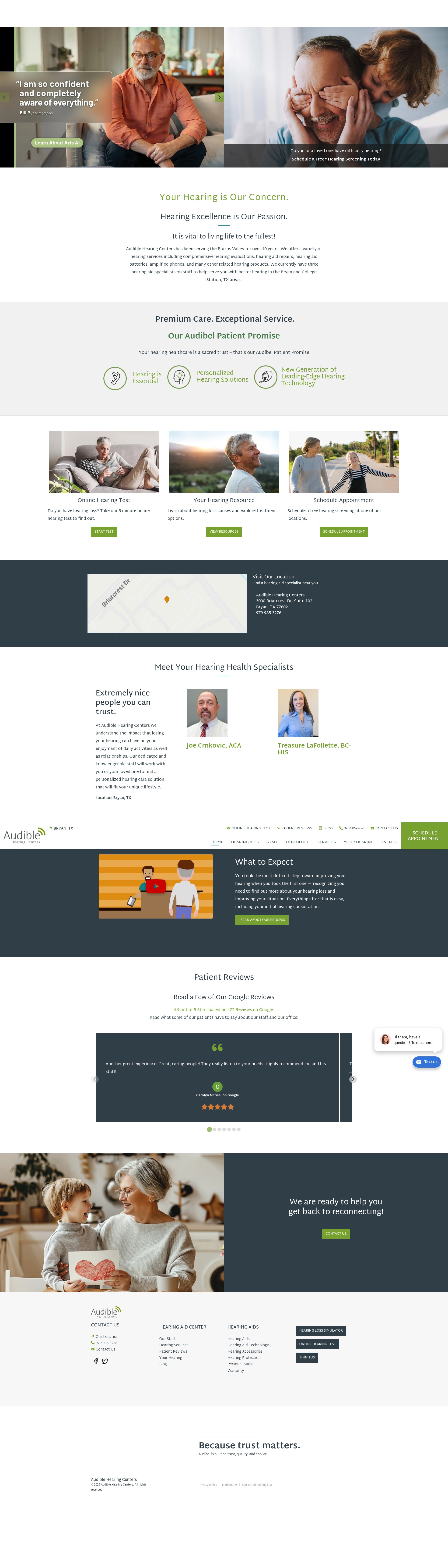 Screenshot of audiblehearing.com
