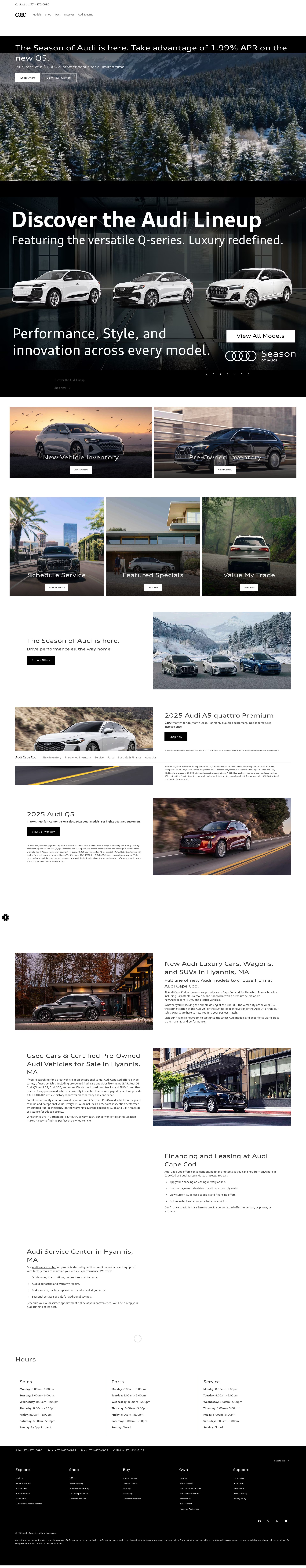 Screenshot of audicapecod.com