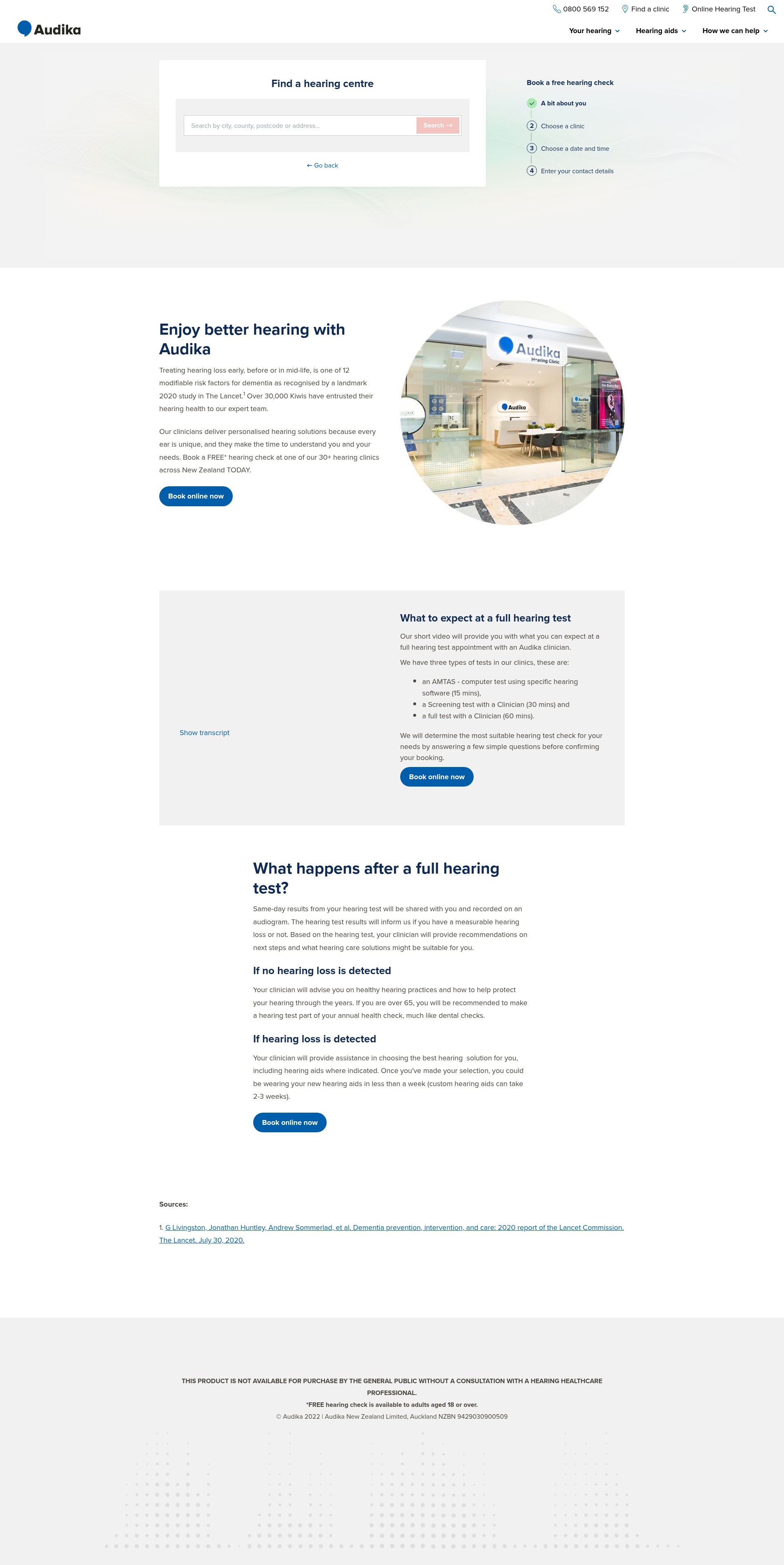 Screenshot of audika.co.nz