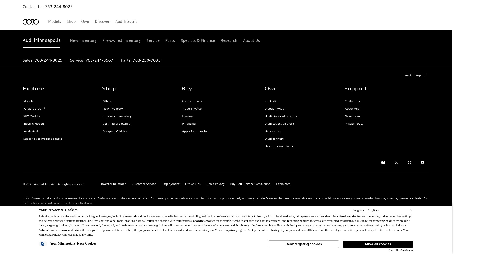 Screenshot of audiminneapolis.com