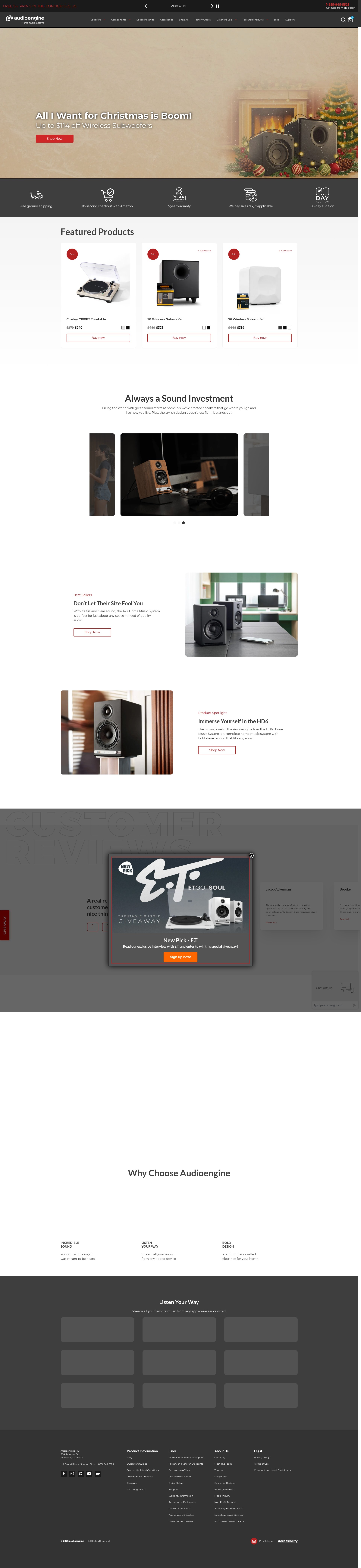 Screenshot of audioengine.com