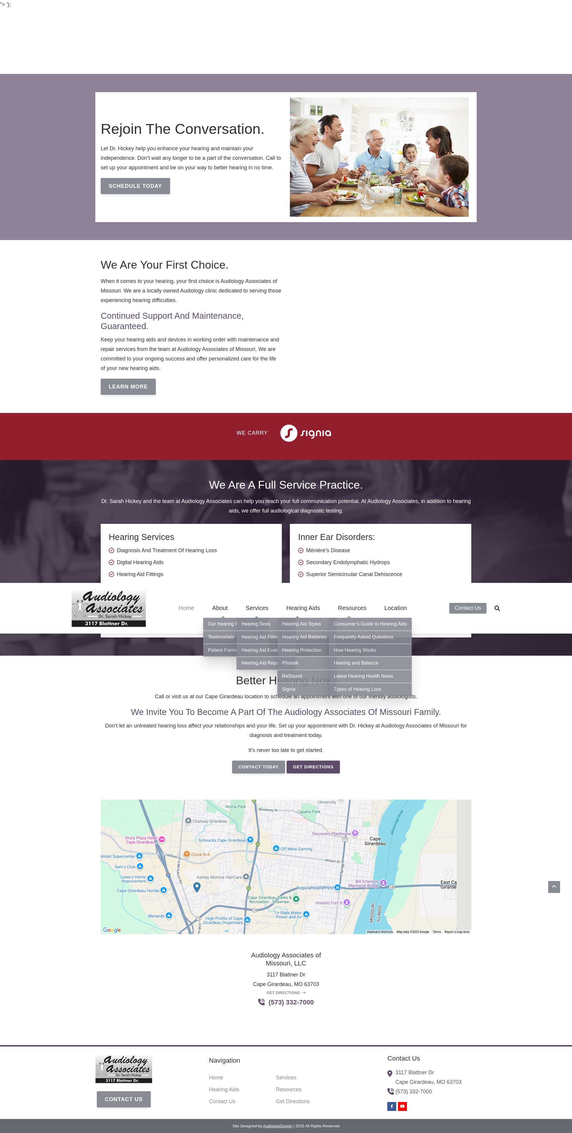 Screenshot of audiologyassociatesmissouri.com