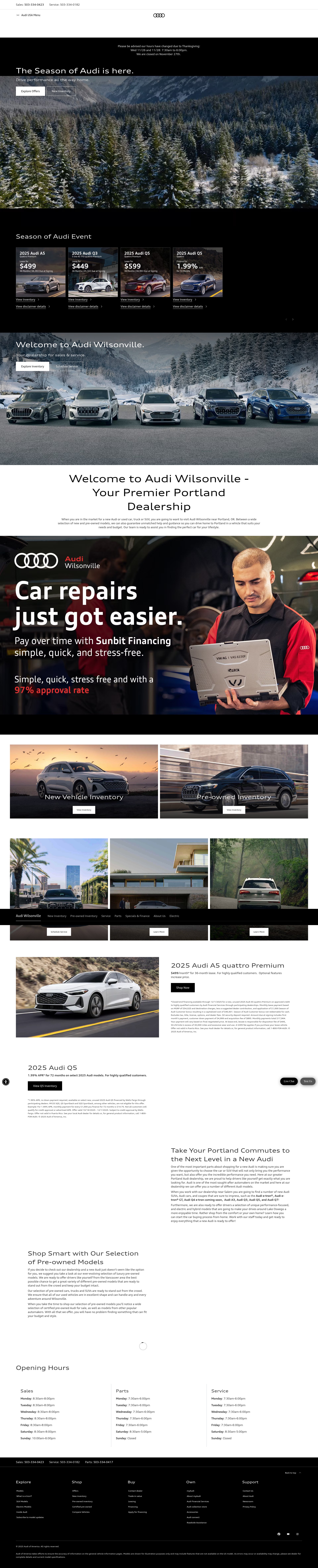 Screenshot of audiwilsonville.com