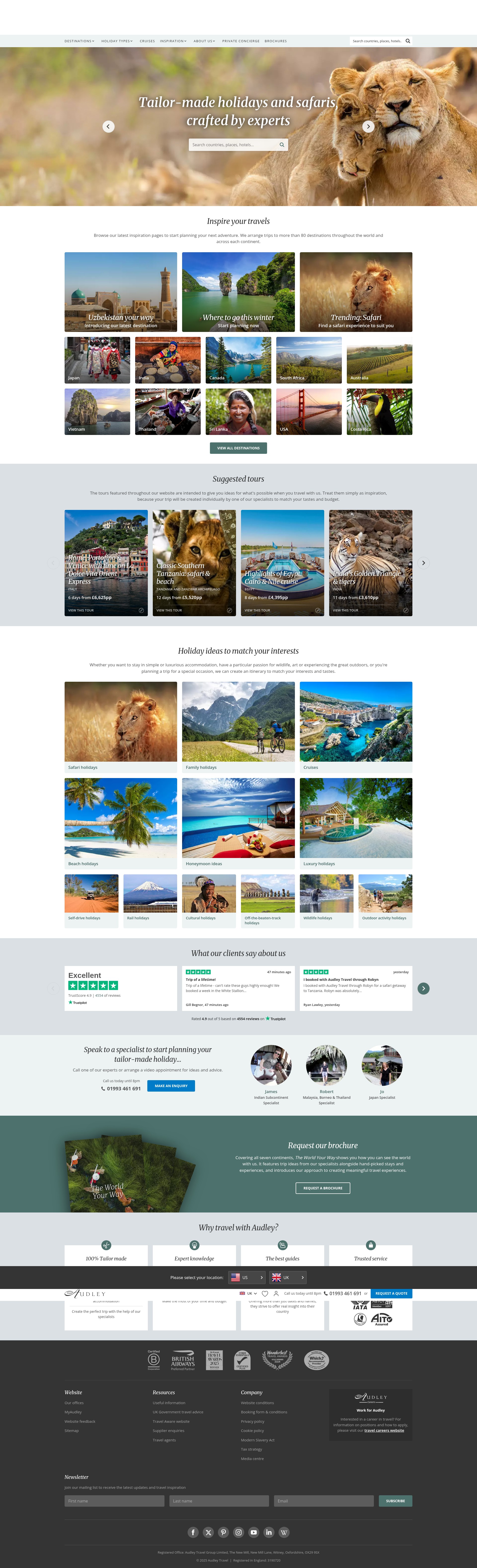 Screenshot of audleytravel.com
